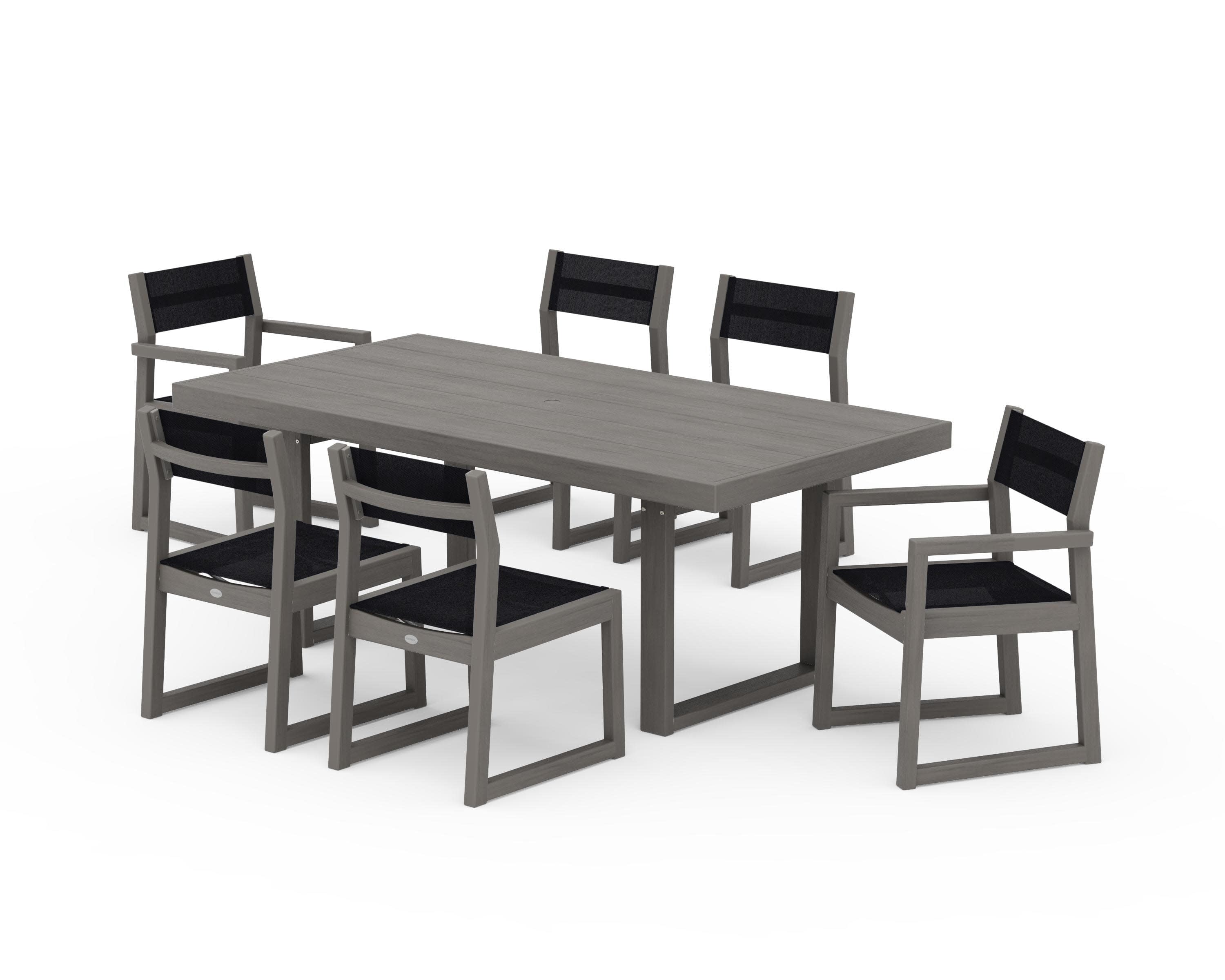 EDGE Sling 7-Piece Dining Set in Driftwood / Black Sling