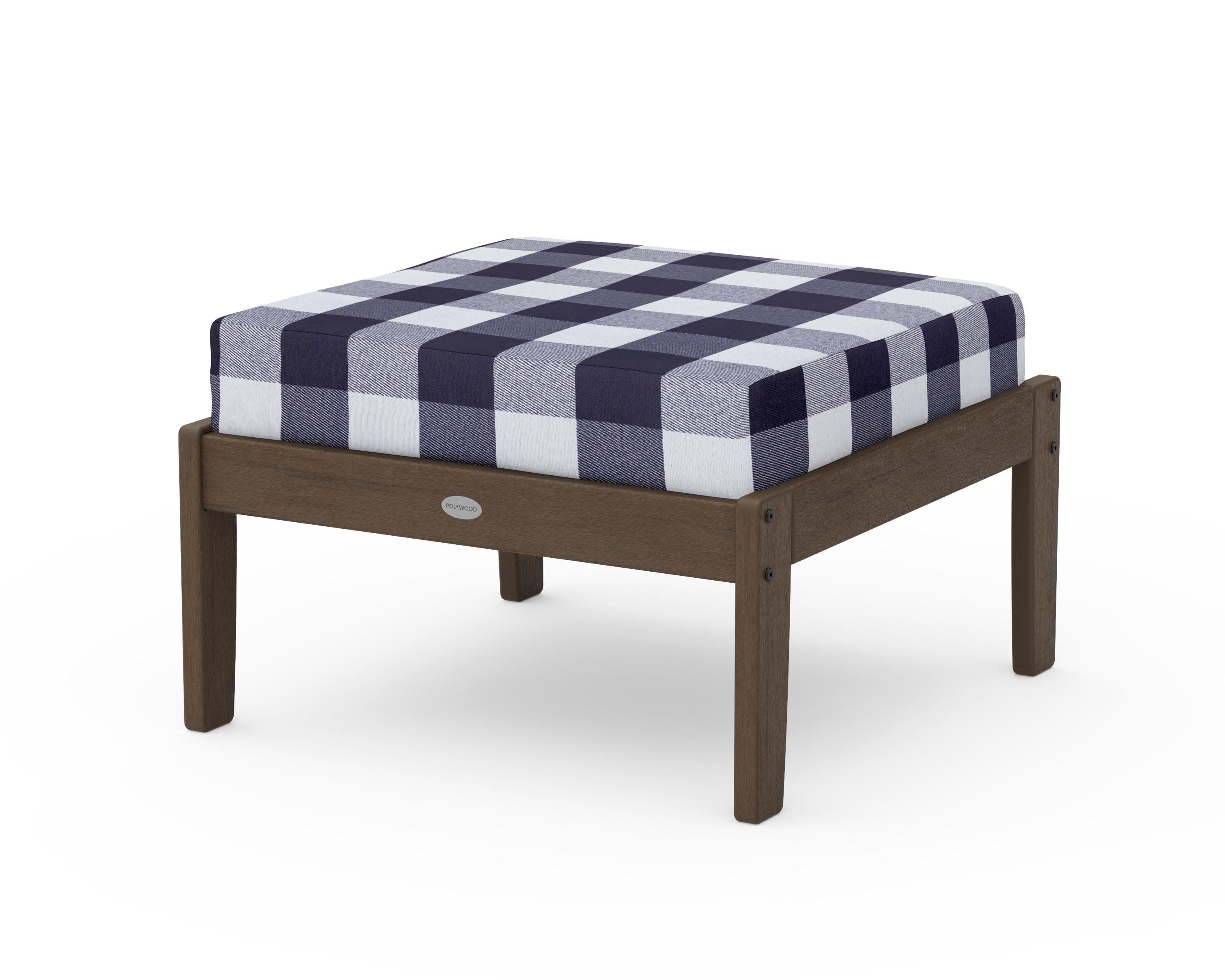 Braxton Deep Seating Ottoman in Kona / Buffalo Plaid Navy