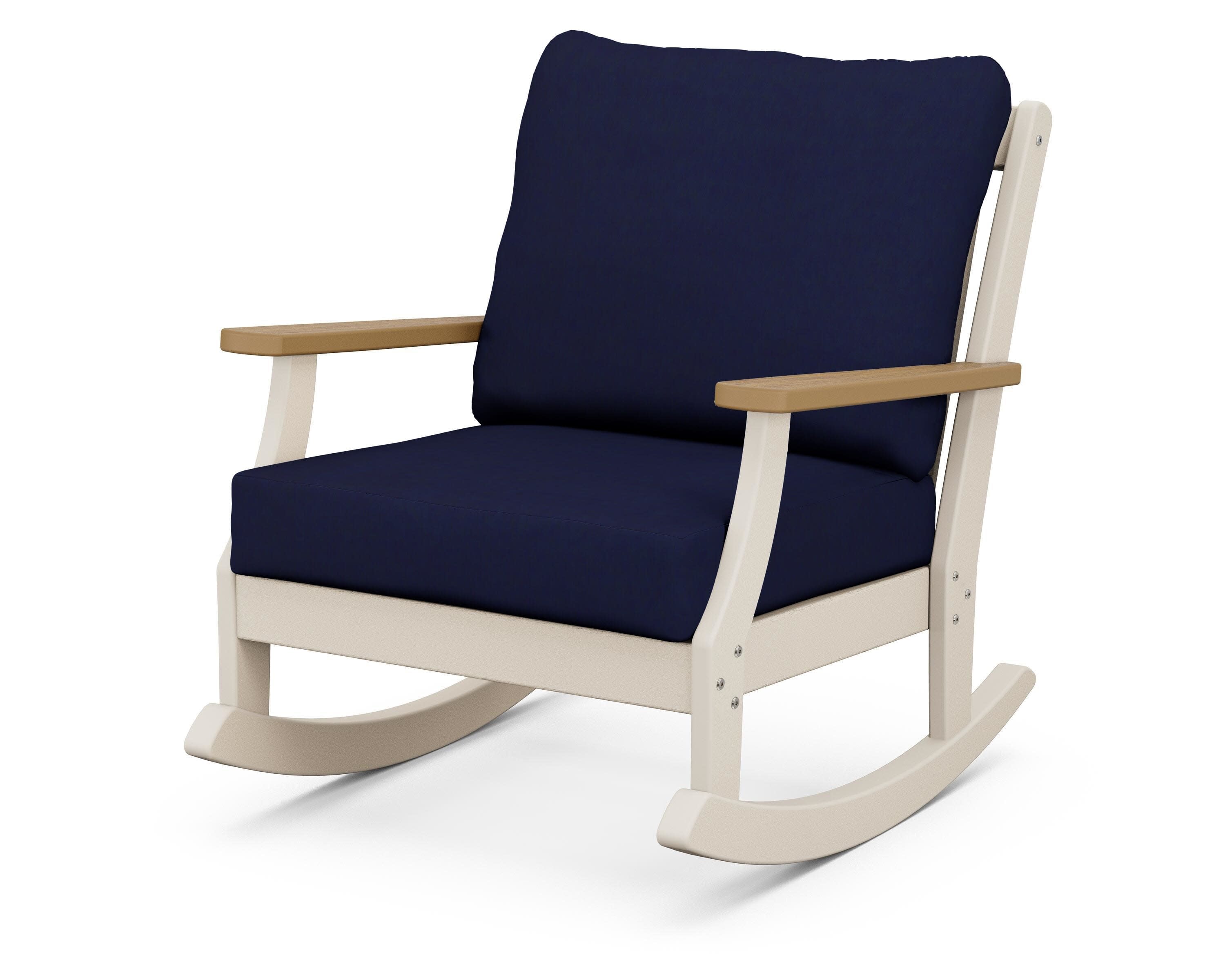 Braxton Deep Seating Rocking Chair in Sand / Natural / Navy