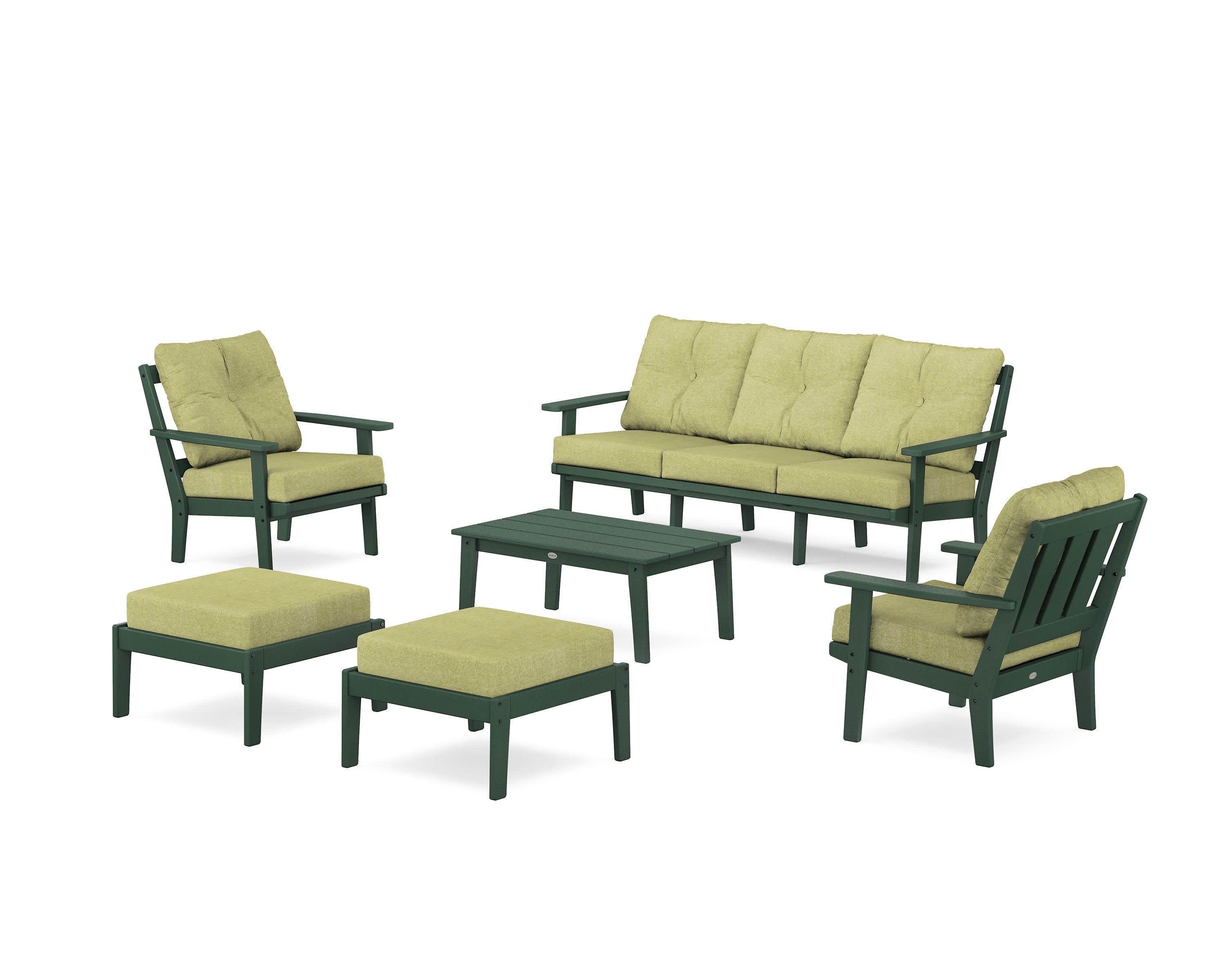 Oxford 6-Piece Lounge Sofa Set in Green / Chartreuse Boucle