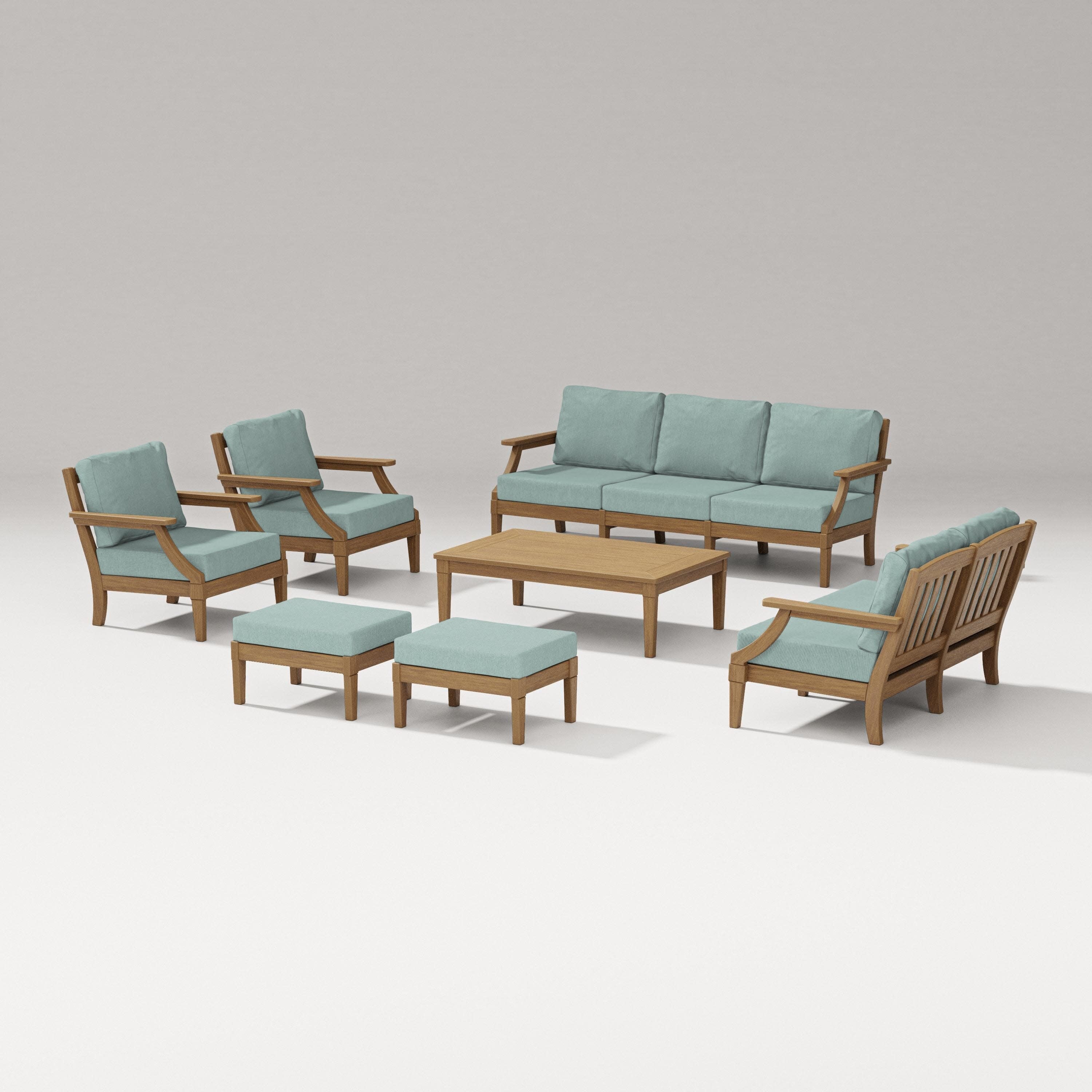 Estate 7-Piece Lounge Sofa Set in Natural / Glacier Spa