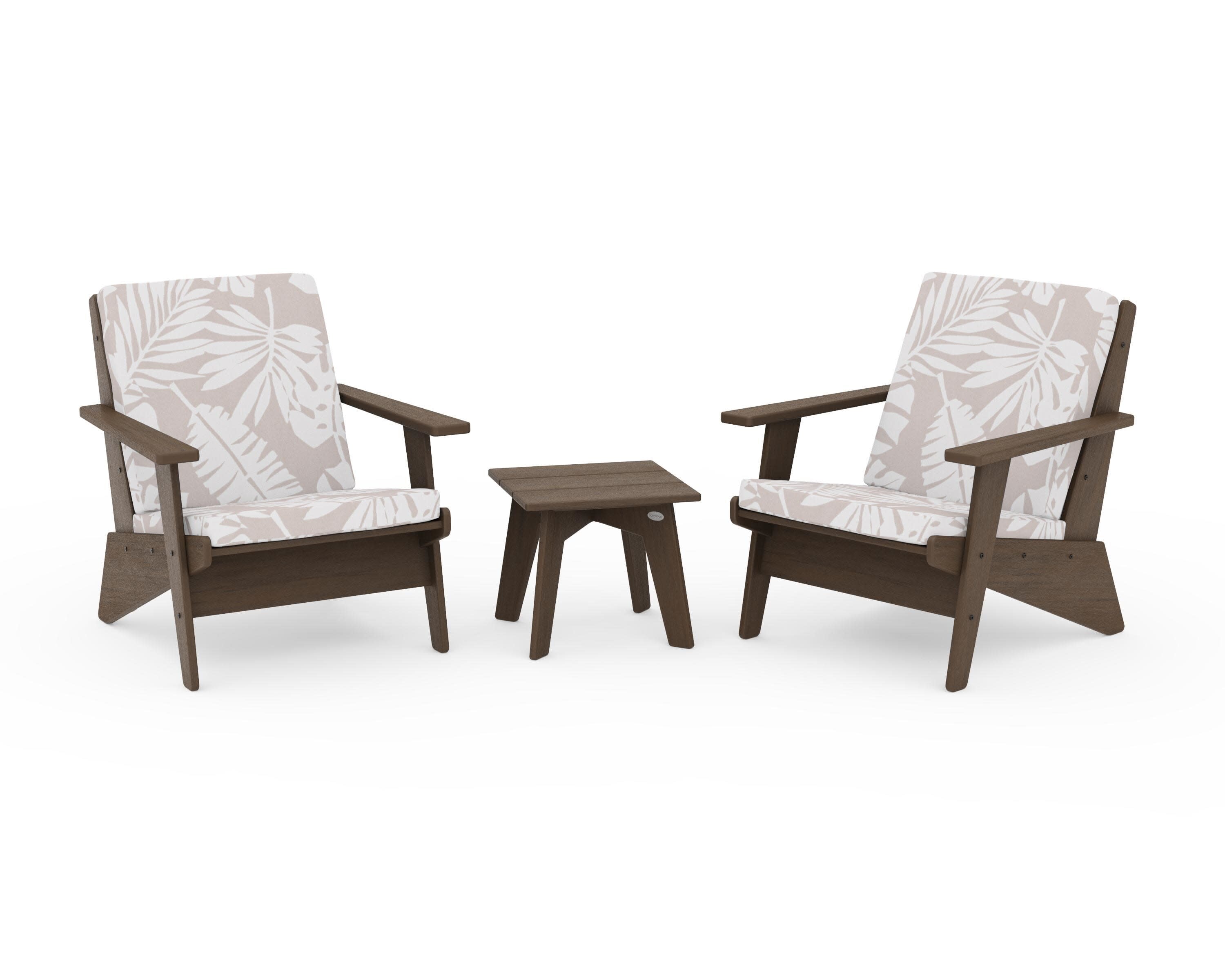 Riviera Modern Lounge 3-Piece Set in Kona / Leaf Dune Burlap