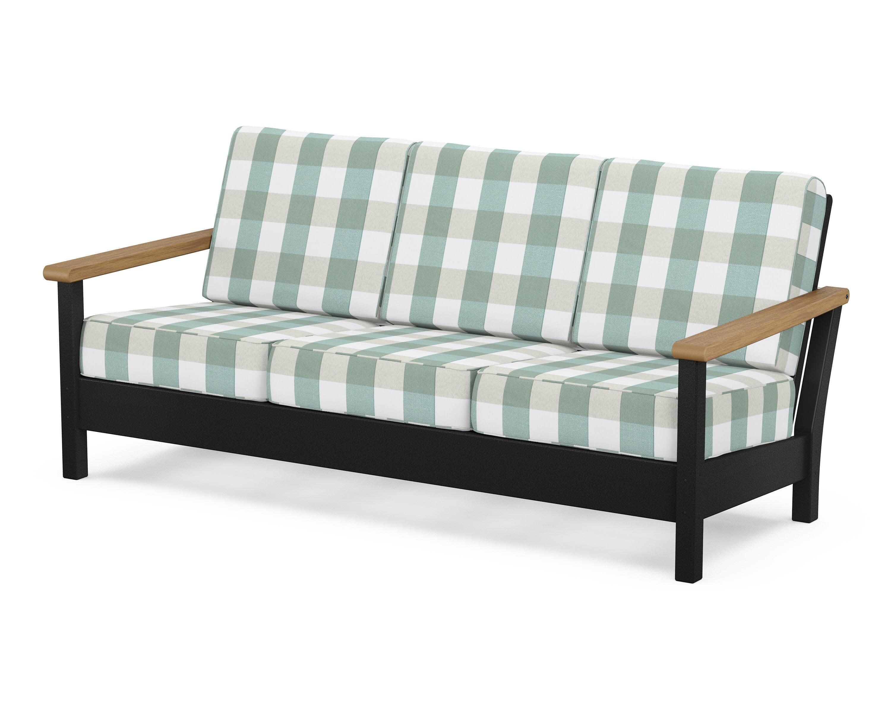 Harbour Deep Seating Sofa in Black / Natural / Buffalo Plaid Glacier Spa