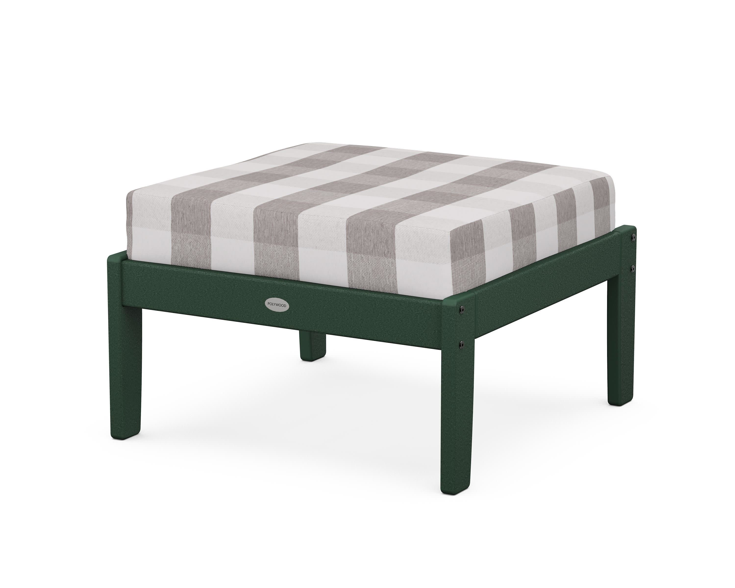Braxton Deep Seating Ottoman in Green / Buffalo Plaid Grey Mist