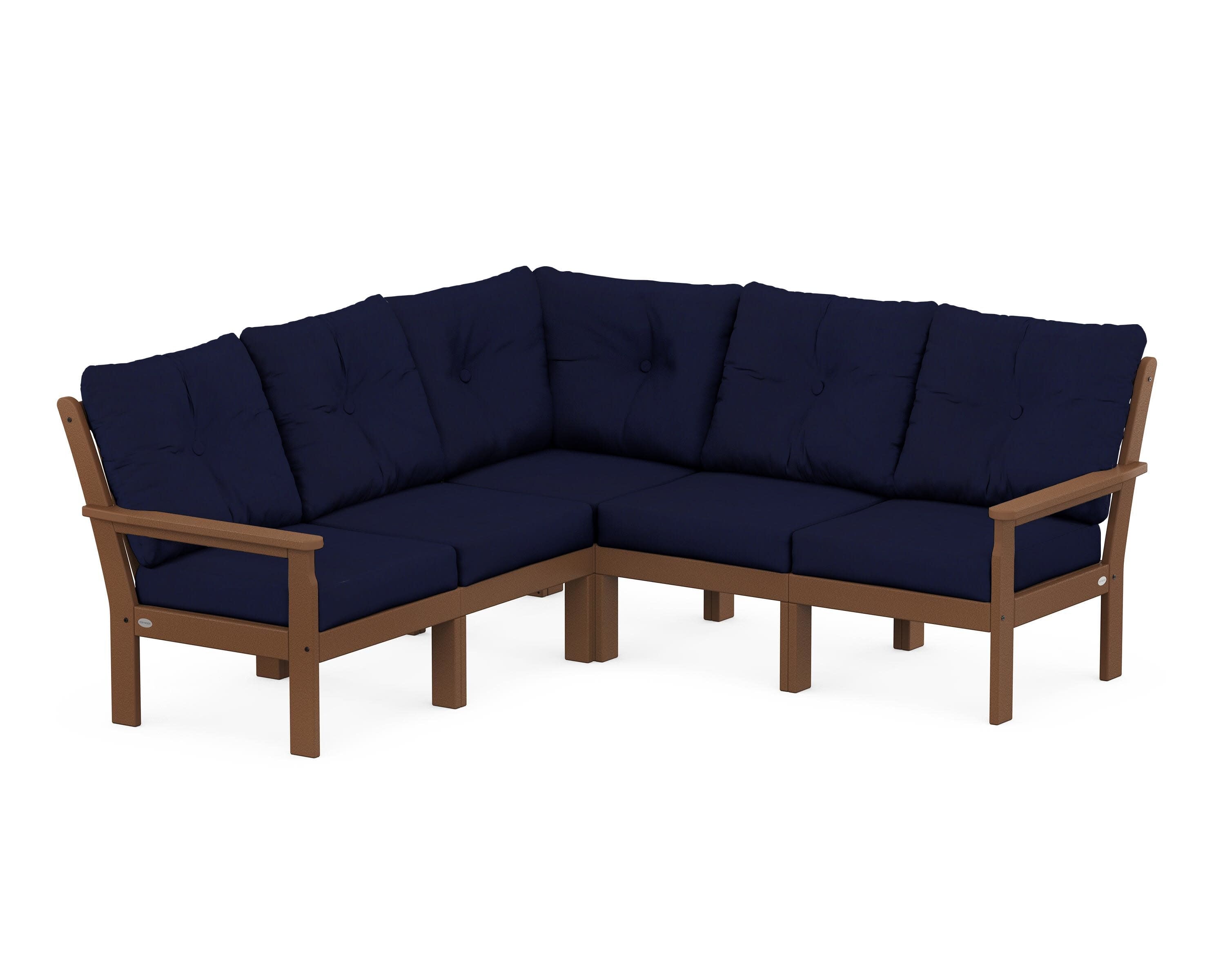 Vineyard 5-Piece Sectional in Teak / Navy