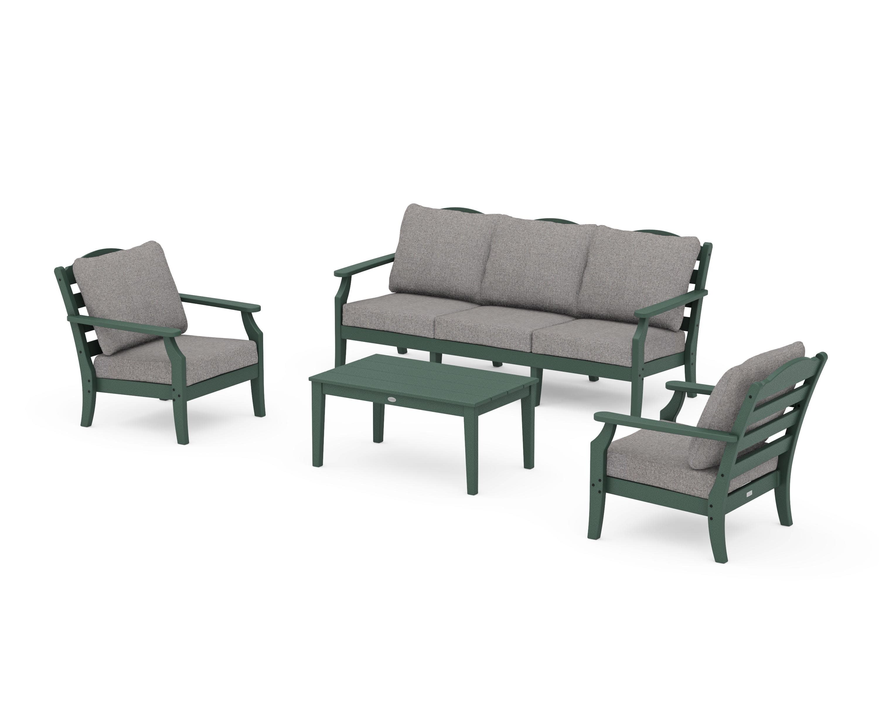 Savannah 4-Piece Deep Seating Set with Sofa in Green / Grey Mist