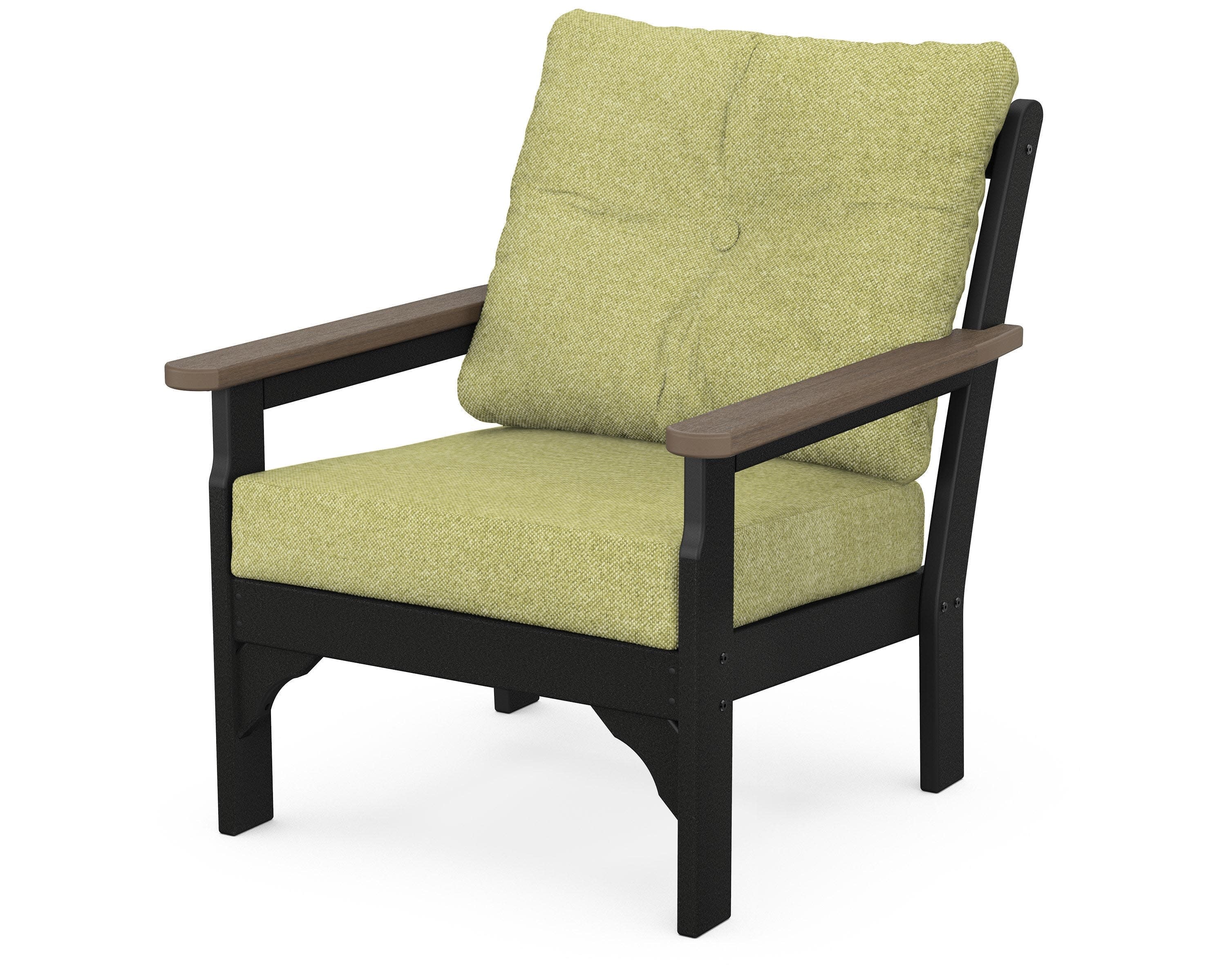 Vineyard Deep Seating Chair in White / Kona / Chartreuse Boucle
