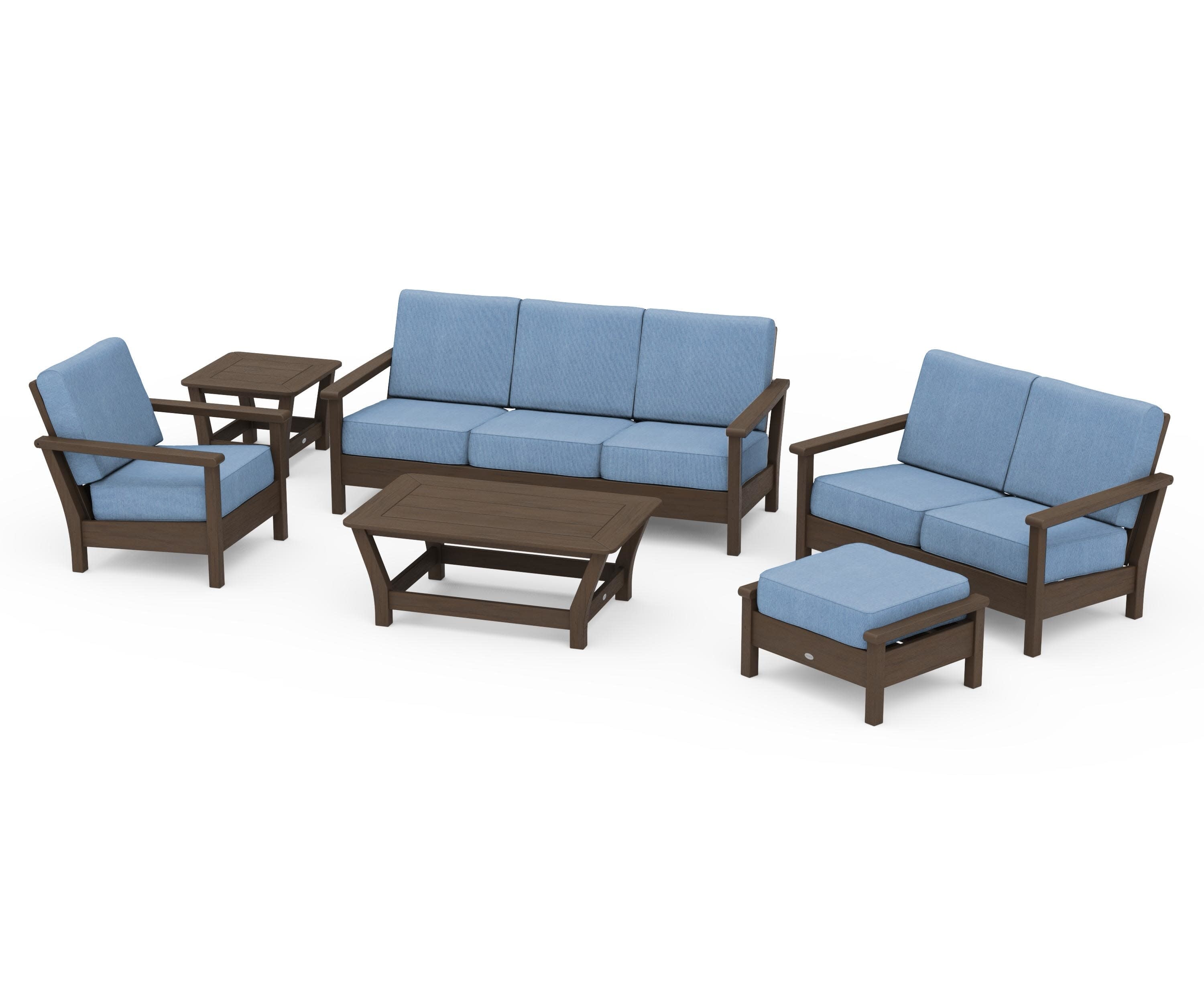 Harbour 6-Piece Outdoor Living Set in Kona / Sky Blue