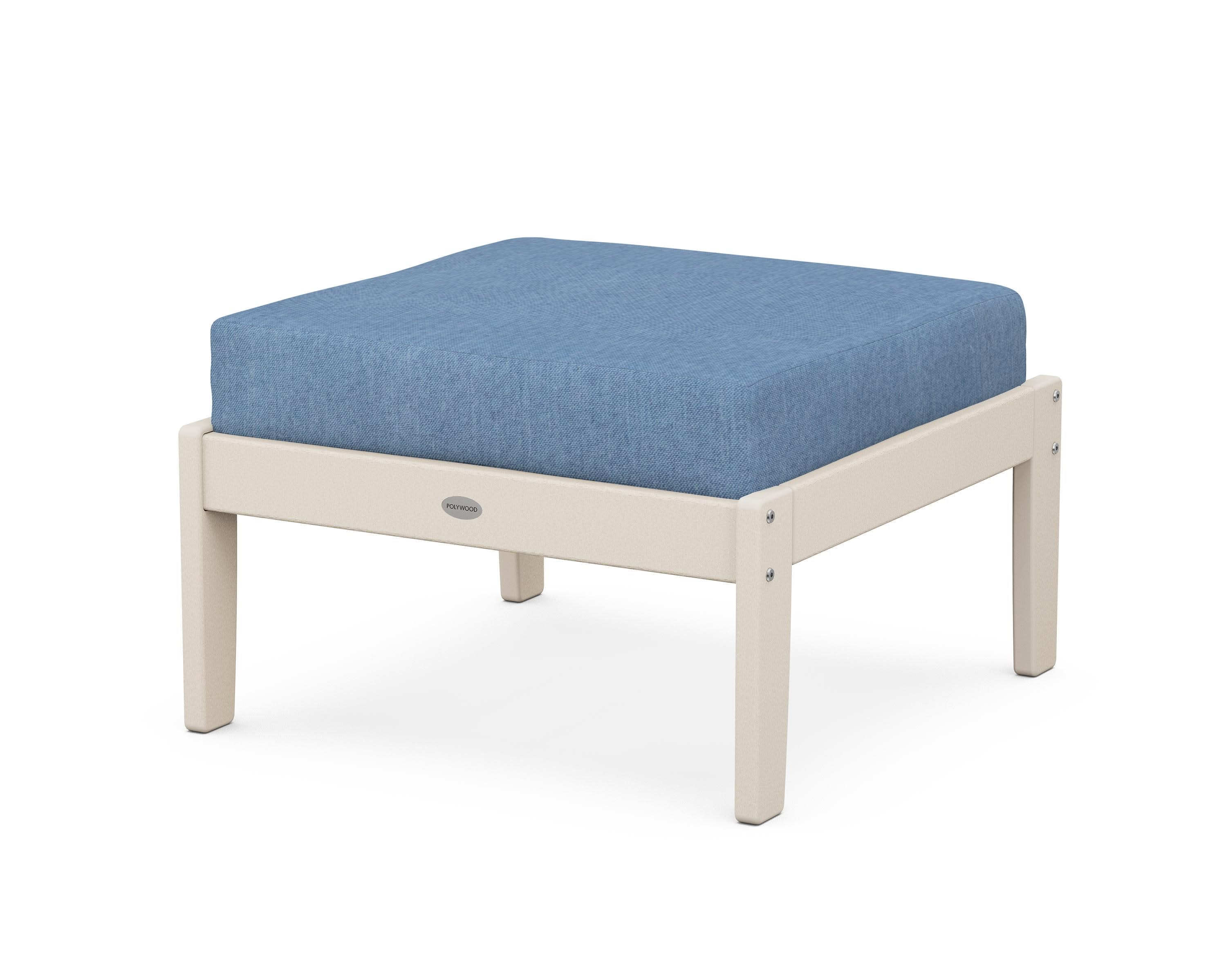 Braxton Deep Seating Ottoman in Sand / Sky Blue