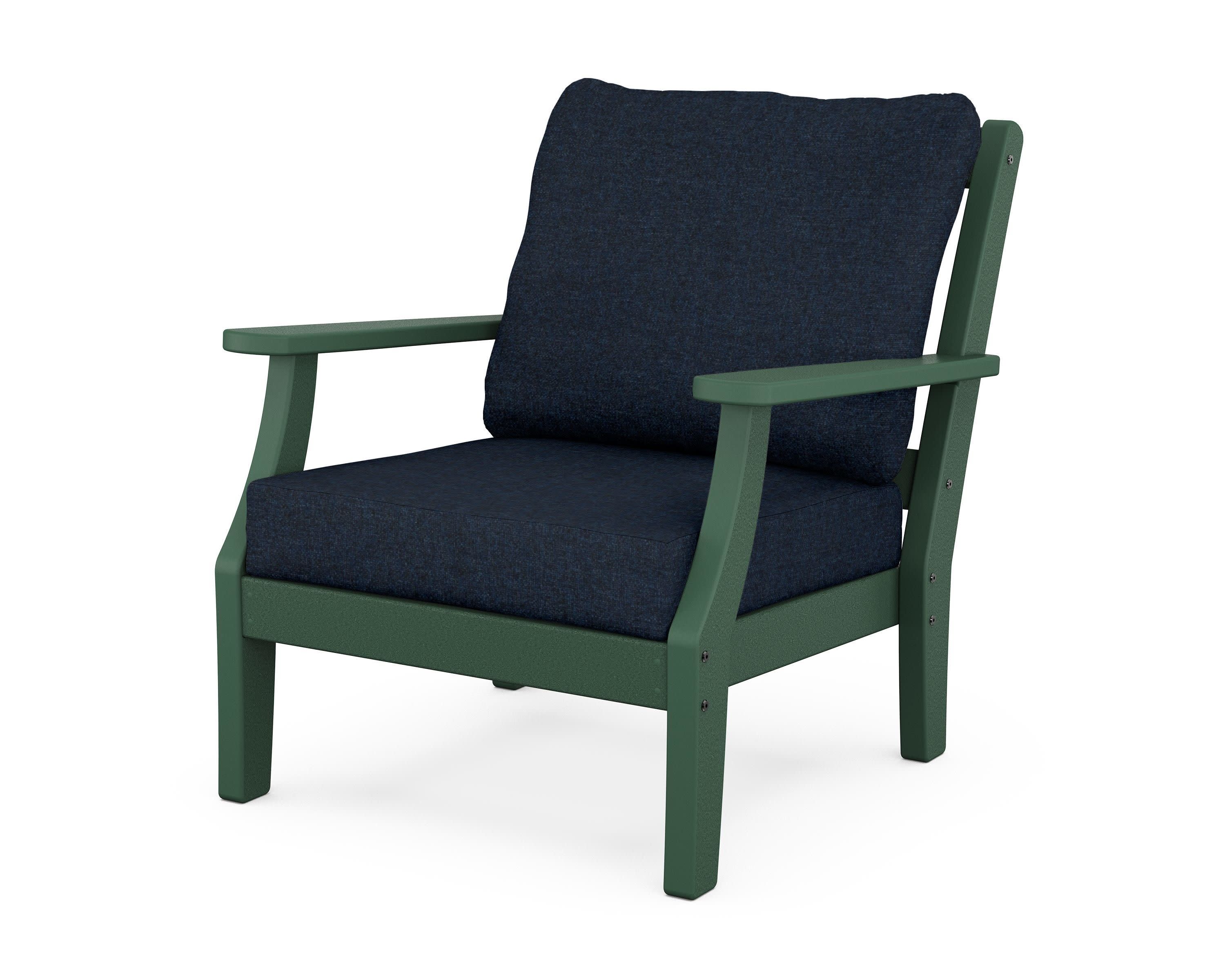 Chinoiserie Deep Seating Chair in Green / Marine Indigo