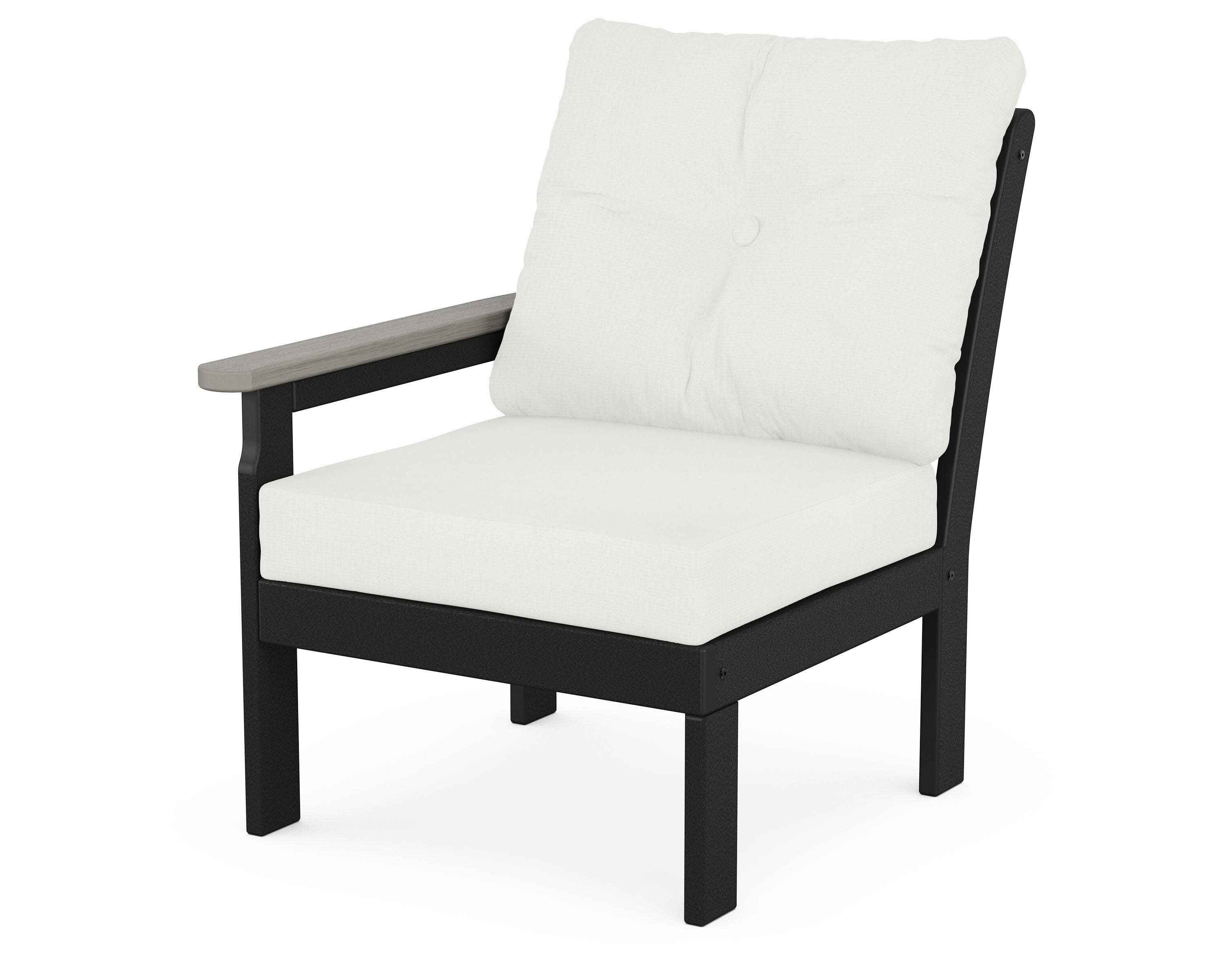 Vineyard Modular Left Arm Chair in Black / Driftwood / Natural Linen