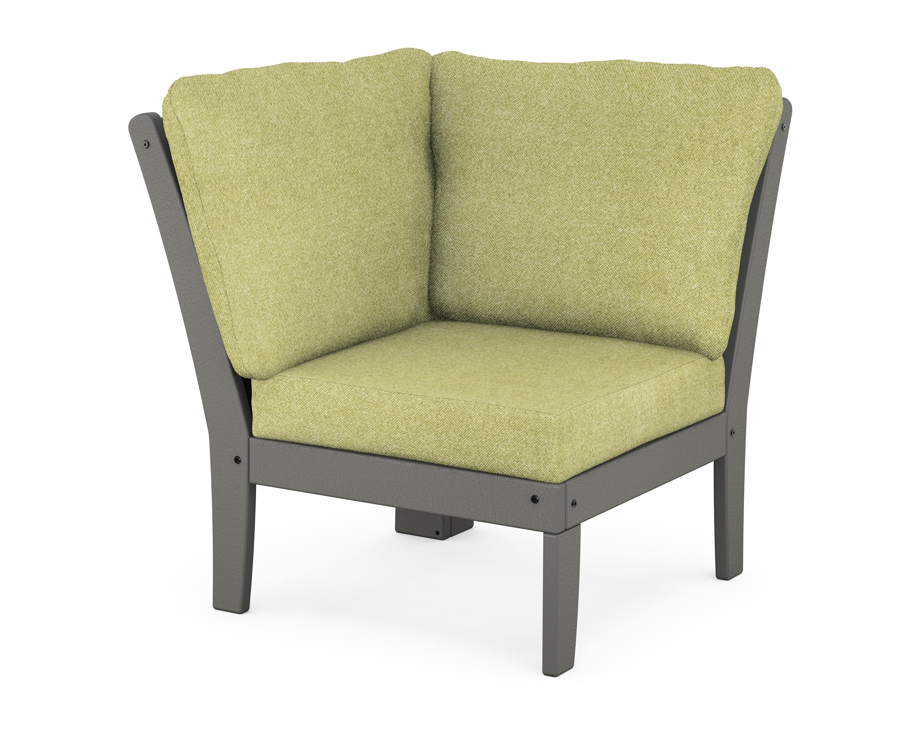 Braxton Modular Corner Chair in Slate Grey / Chartreuse Boucle