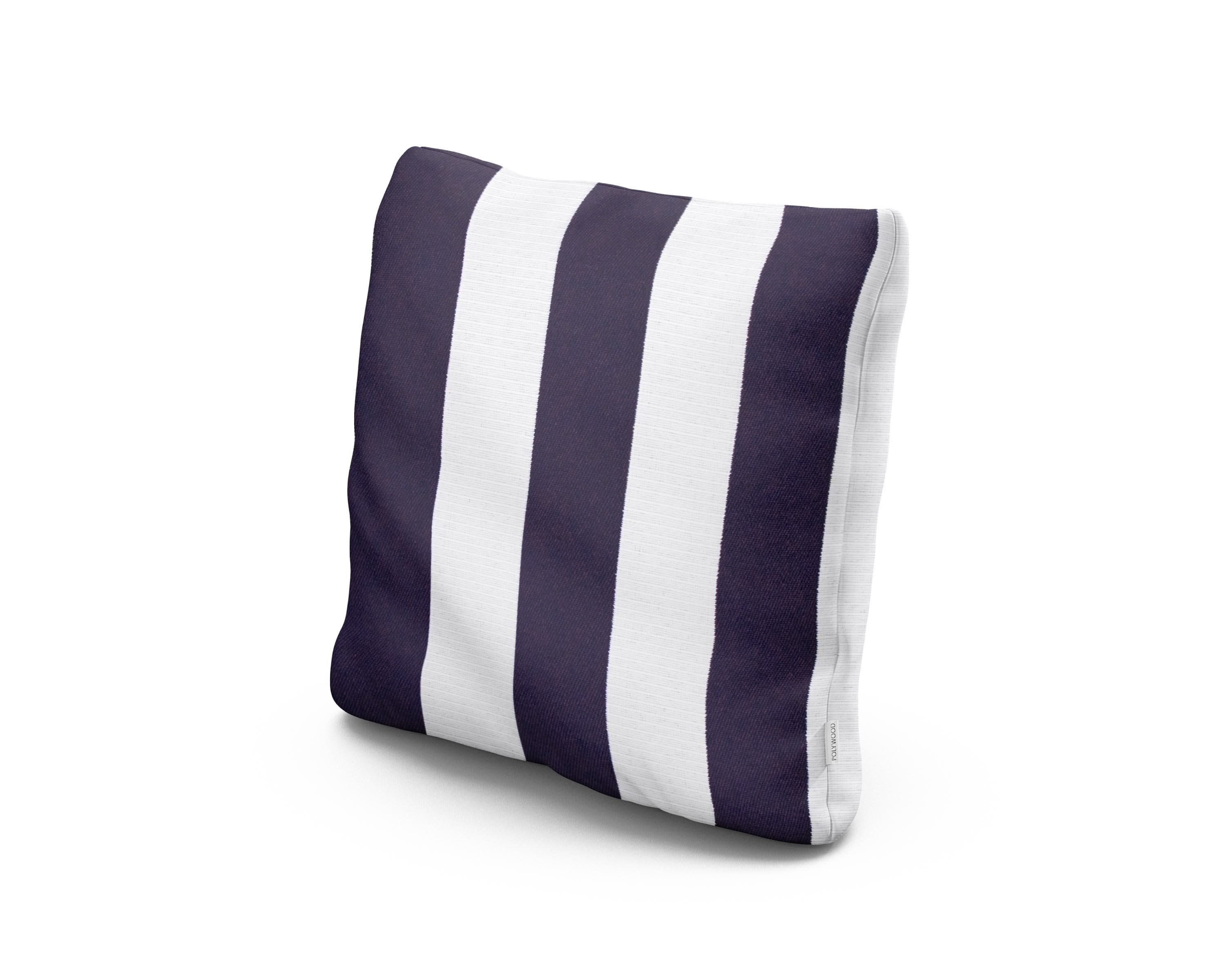 18" Outdoor Throw Pillow in Cabana Stripe Navy