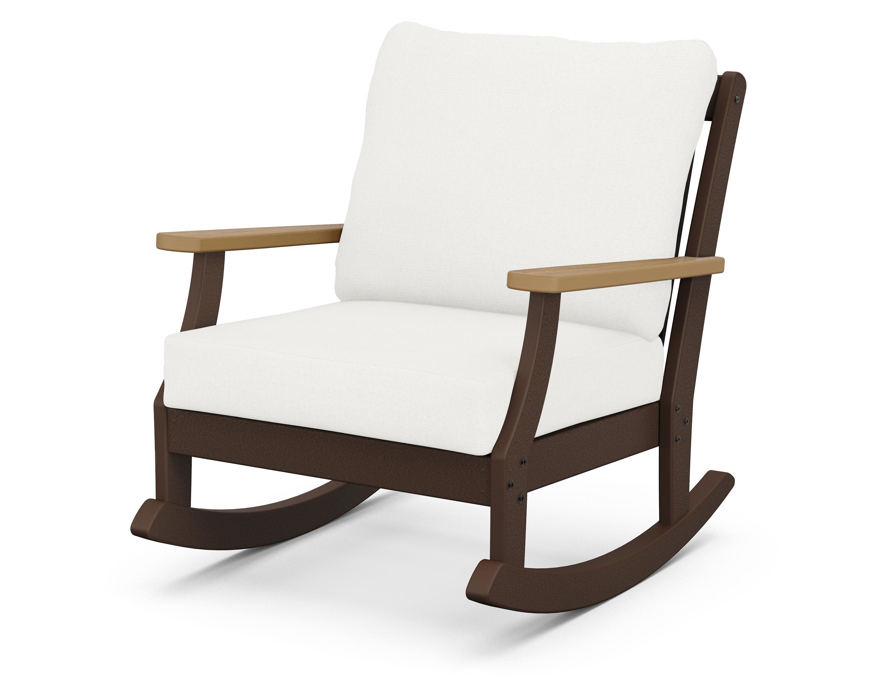 Braxton Deep Seating Rocking Chair in Mahogany / Natural / Natural Linen
