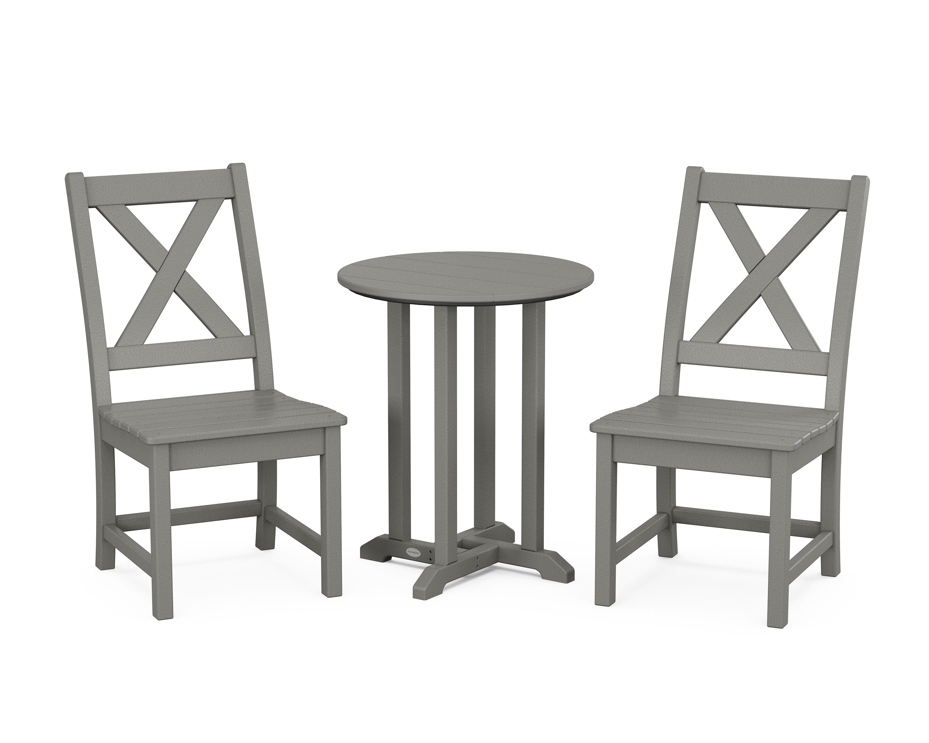 Braxton Side Chair 3-Piece Round Bistro Dining Set in Slate Grey