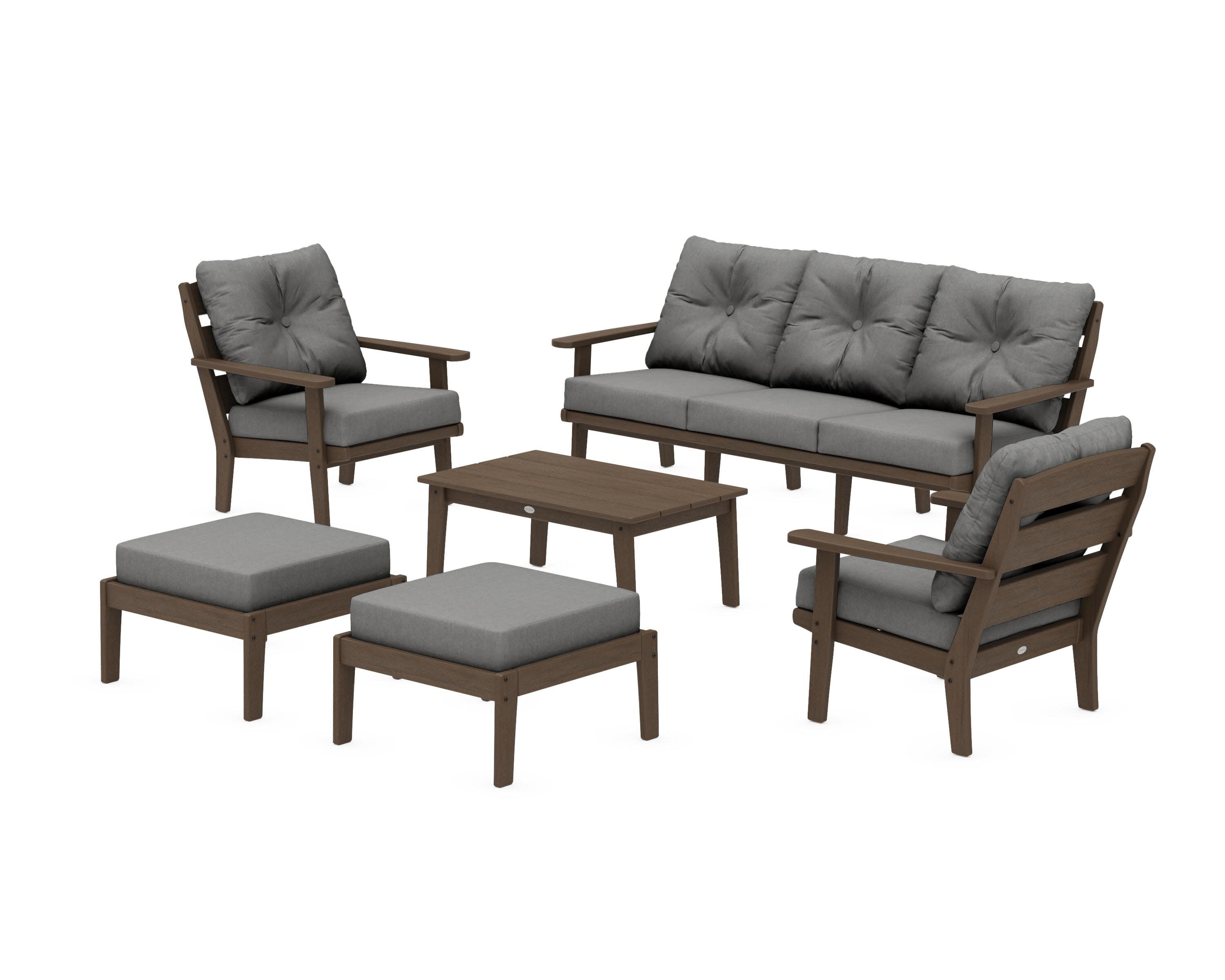 Lakeside 6-Piece Lounge Sofa Set in Kona / Spectrum Carbon
