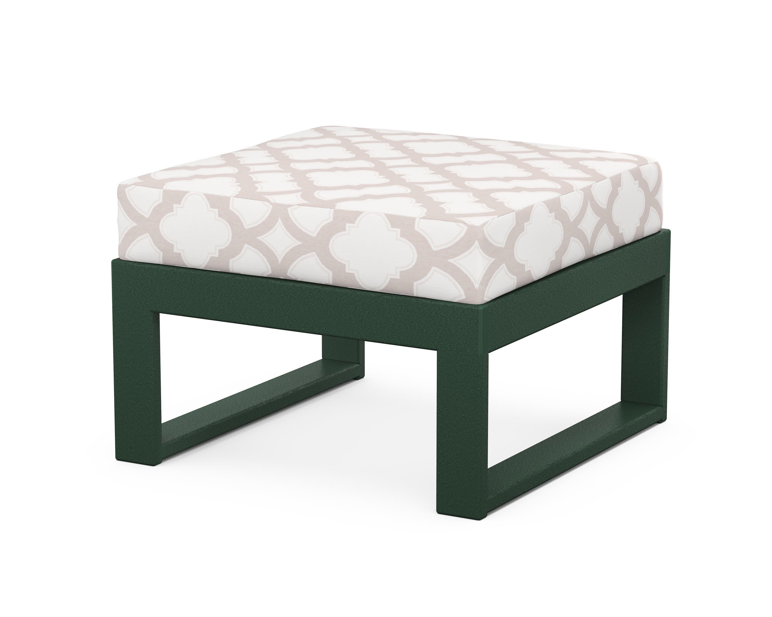 Modular Ottoman - Modern in Green / Trellis Dune Burlap