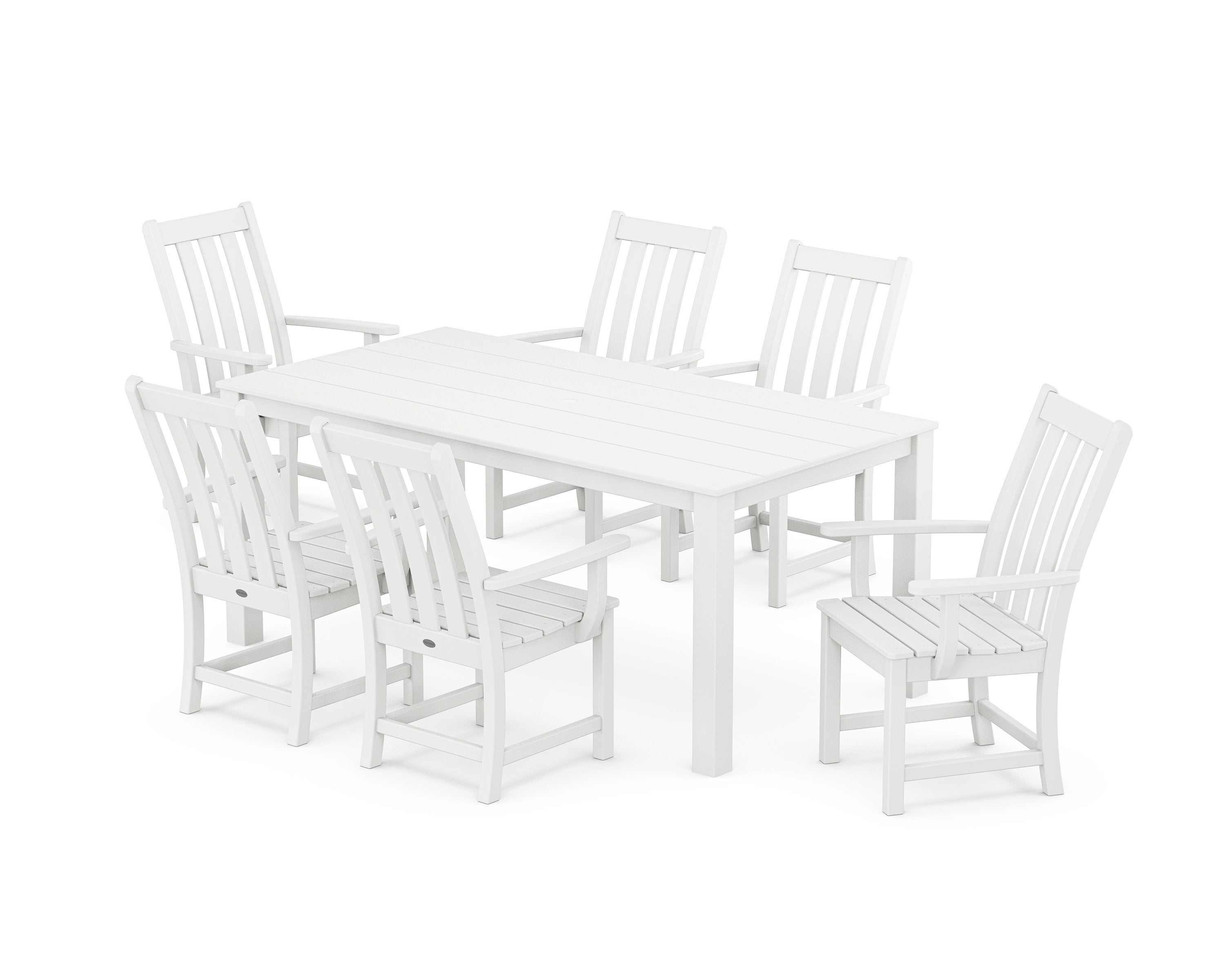 Vineyard 7-Piece Parsons Arm Chair Dining Set in White