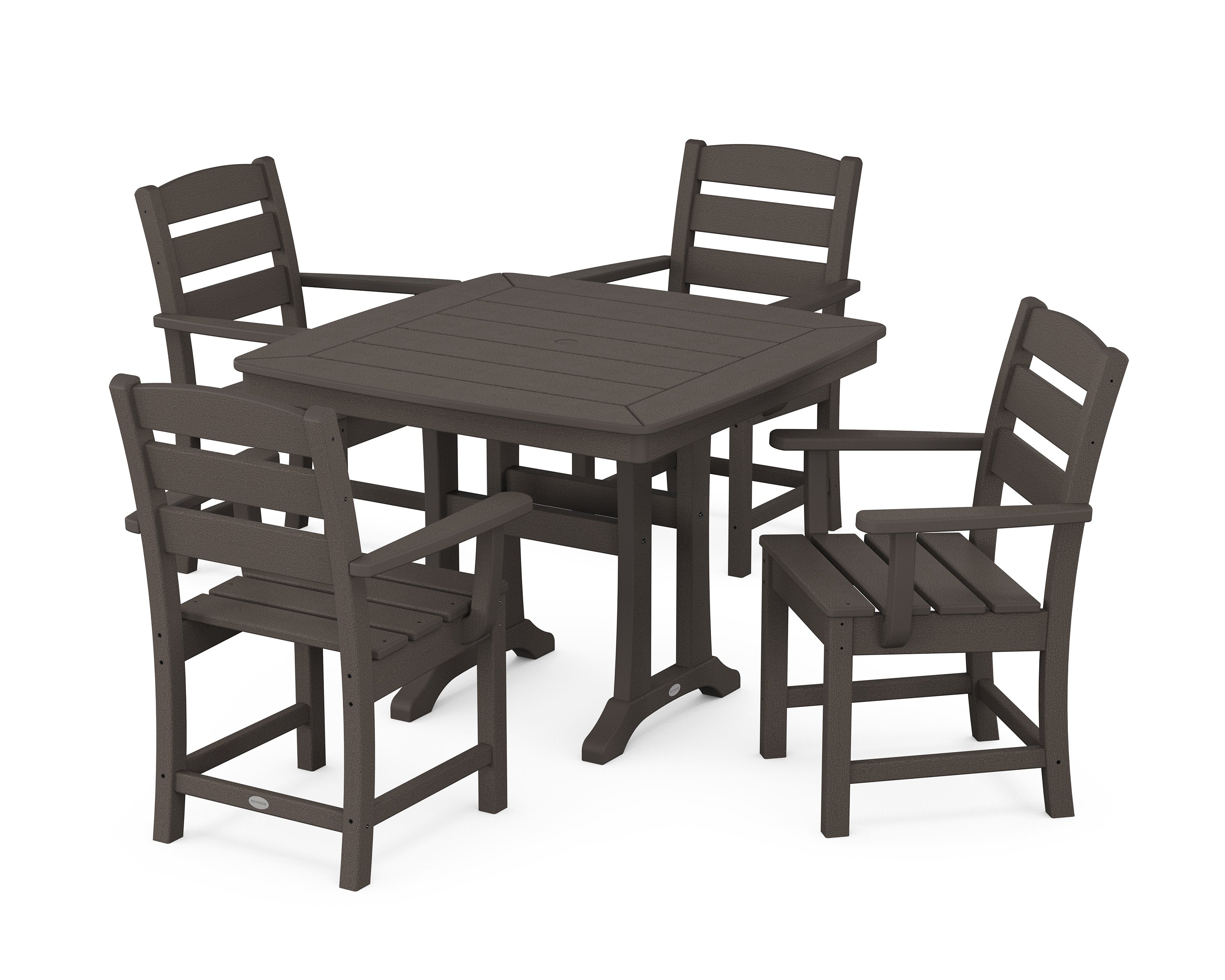 Lakeside 5-Piece Dining Set with Trestle Legs in Vintage Coffee