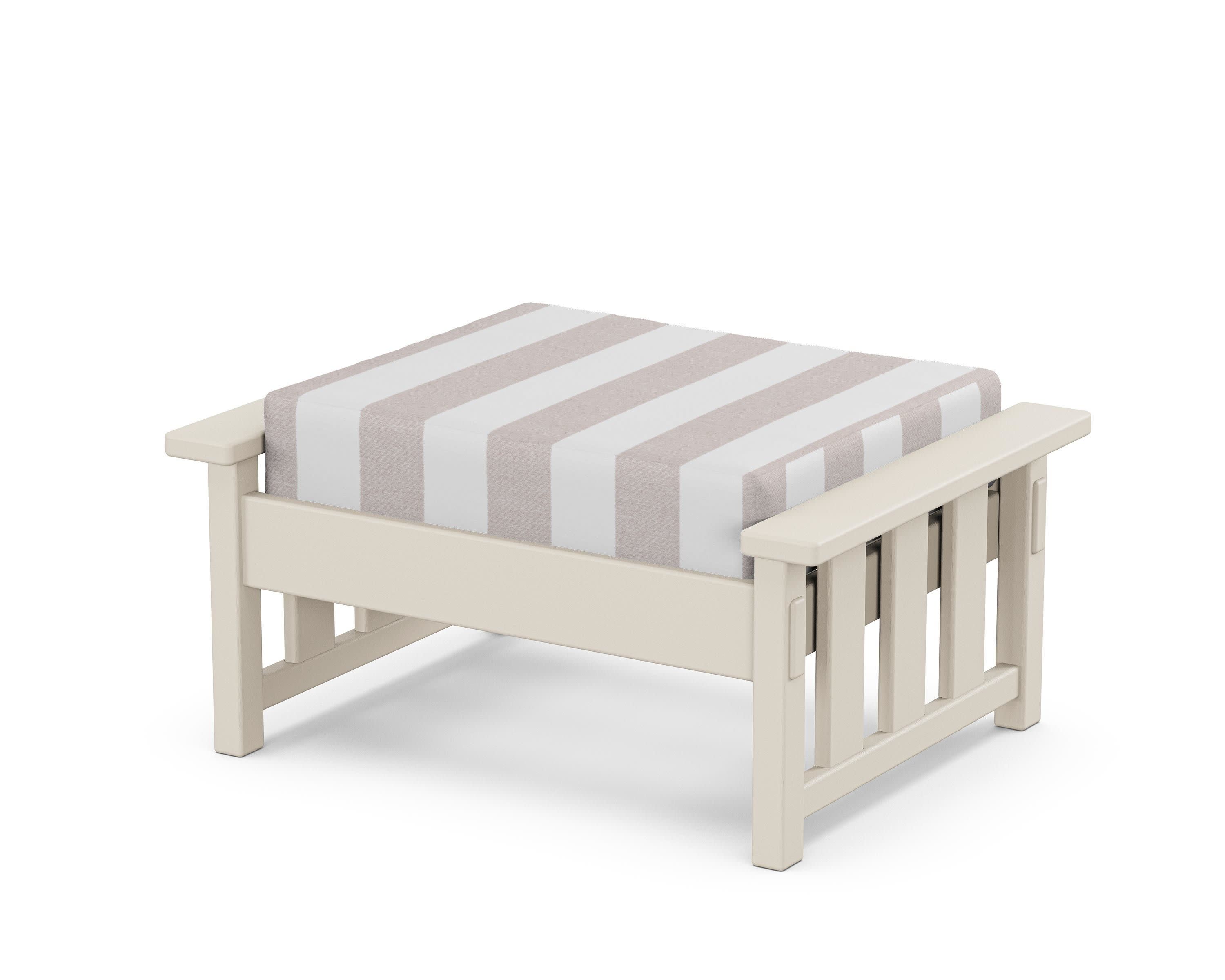 Acadia Deep Seating Ottoman in Sand / Cabana Stripe Dune Burlap