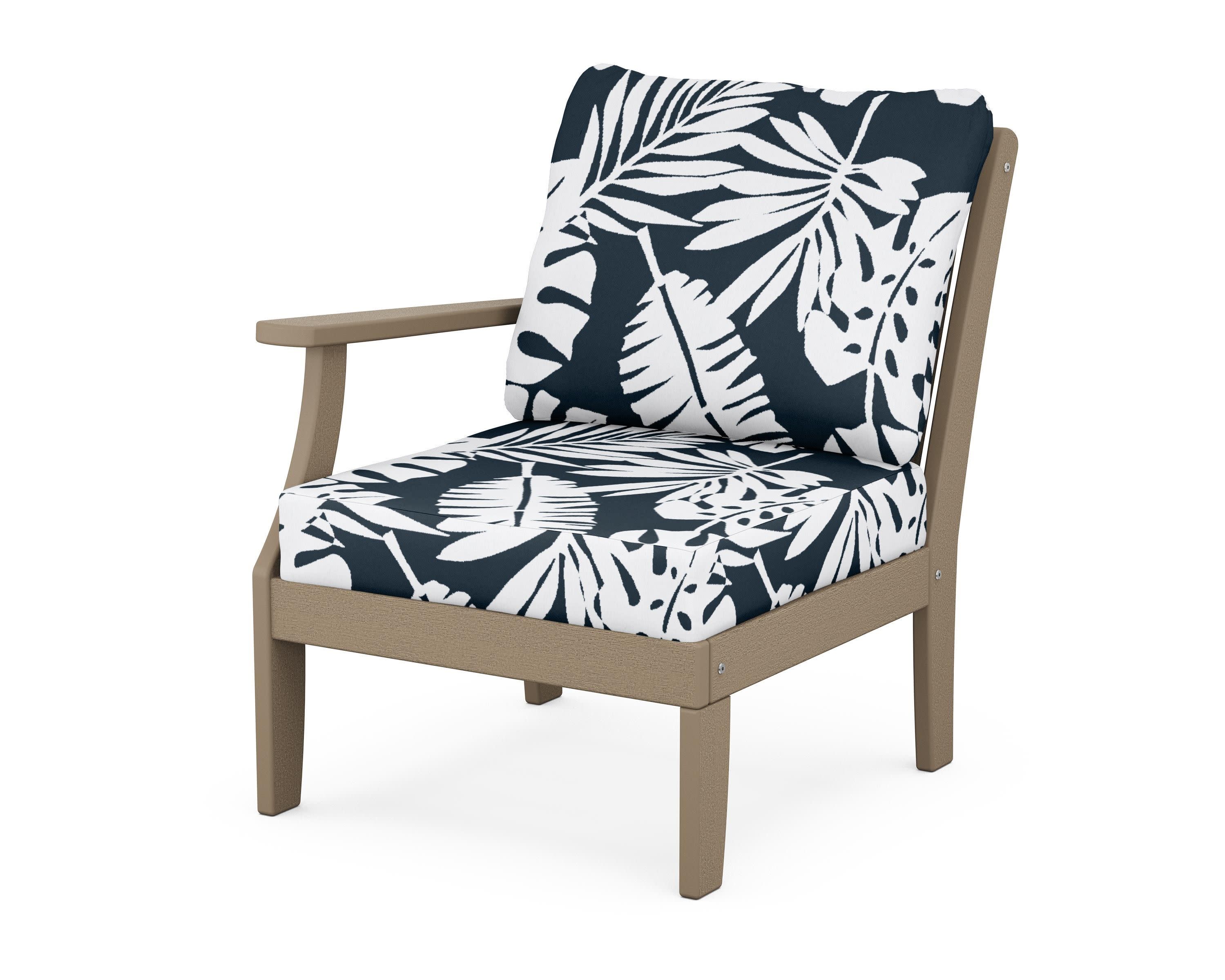 Braxton Modular Left Arm Chair in Vintage Sahara / Leaf Marine Indigo