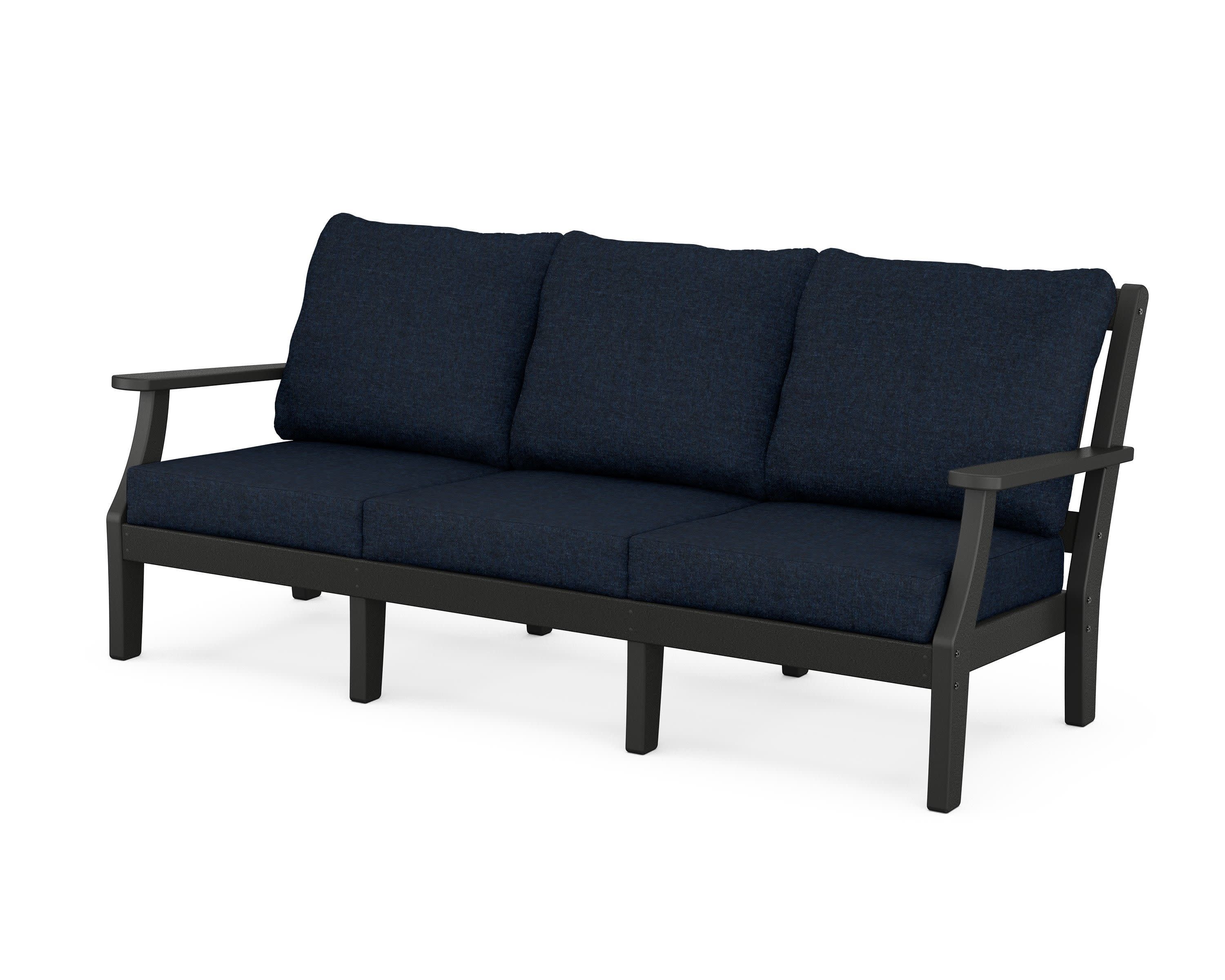 Chinoiserie Deep Seating Sofa in Black / Marine Indigo
