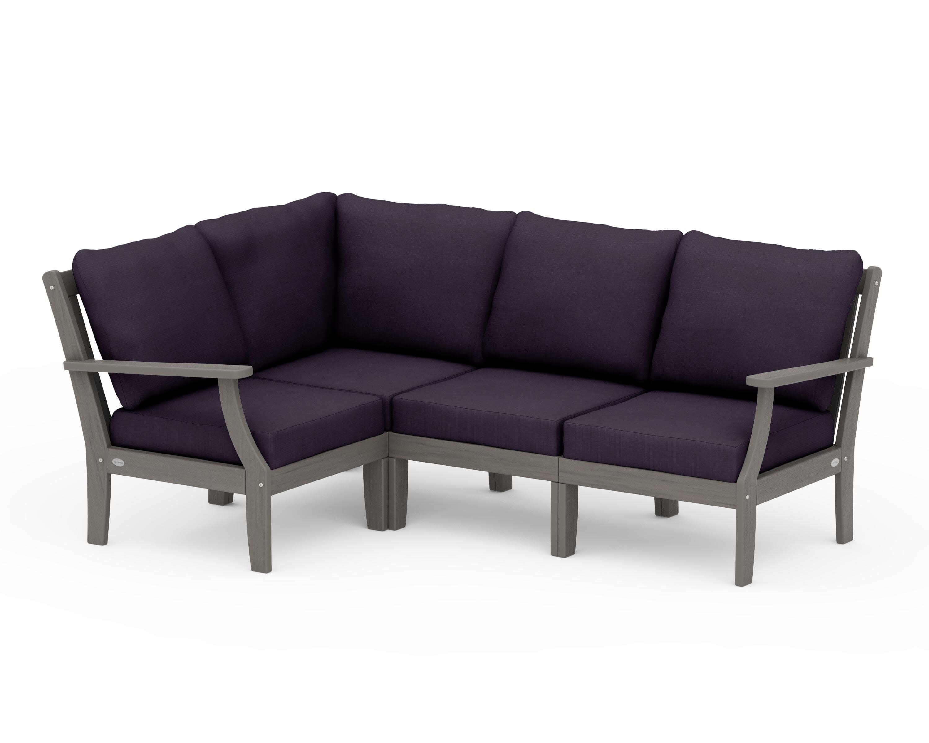 Braxton Modular 4-Piece Deep Seating Set in Driftwood / Navy Linen