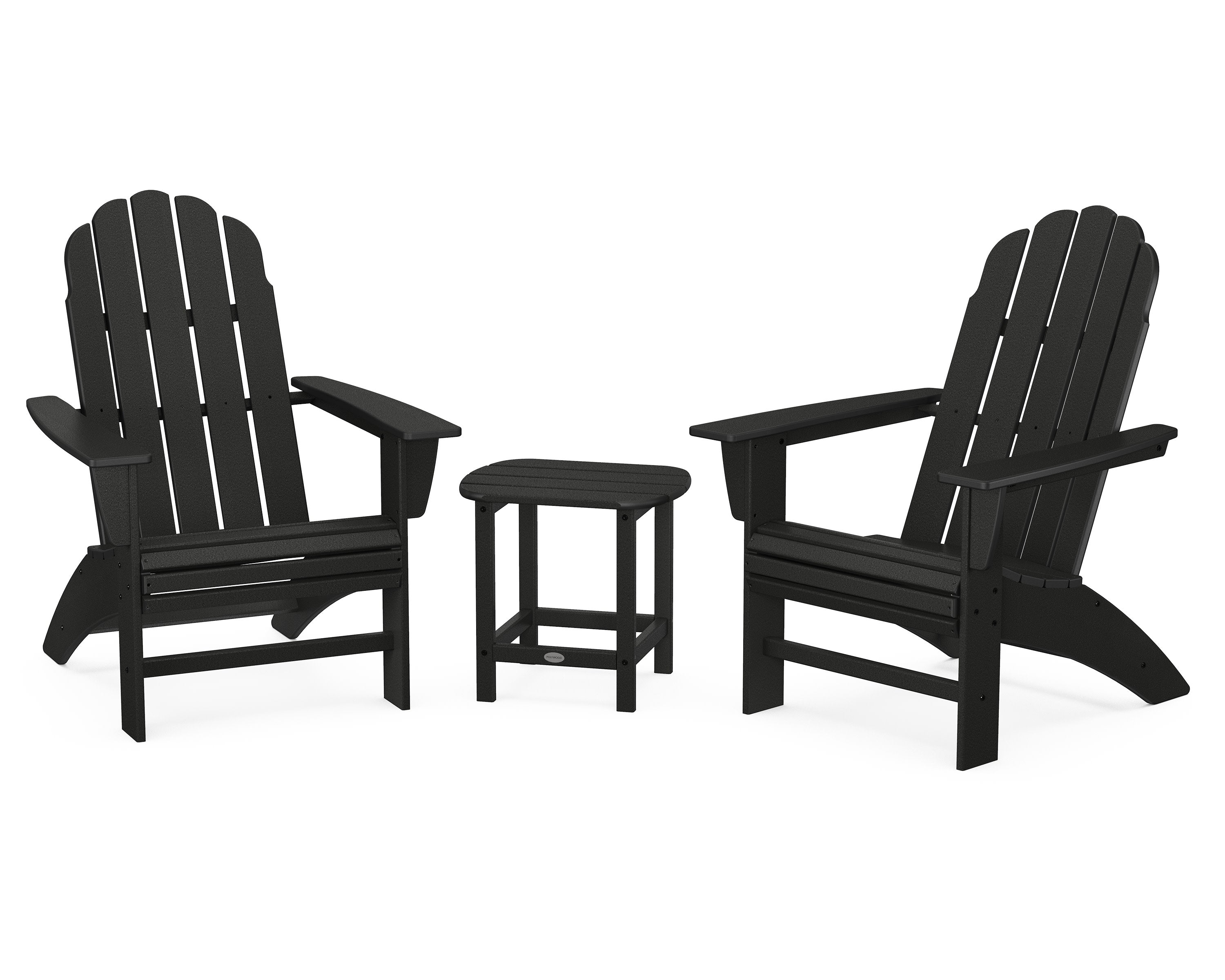 Vineyard 3-Piece Curveback Adirondack Set with South Beach 18" Side Table in Black