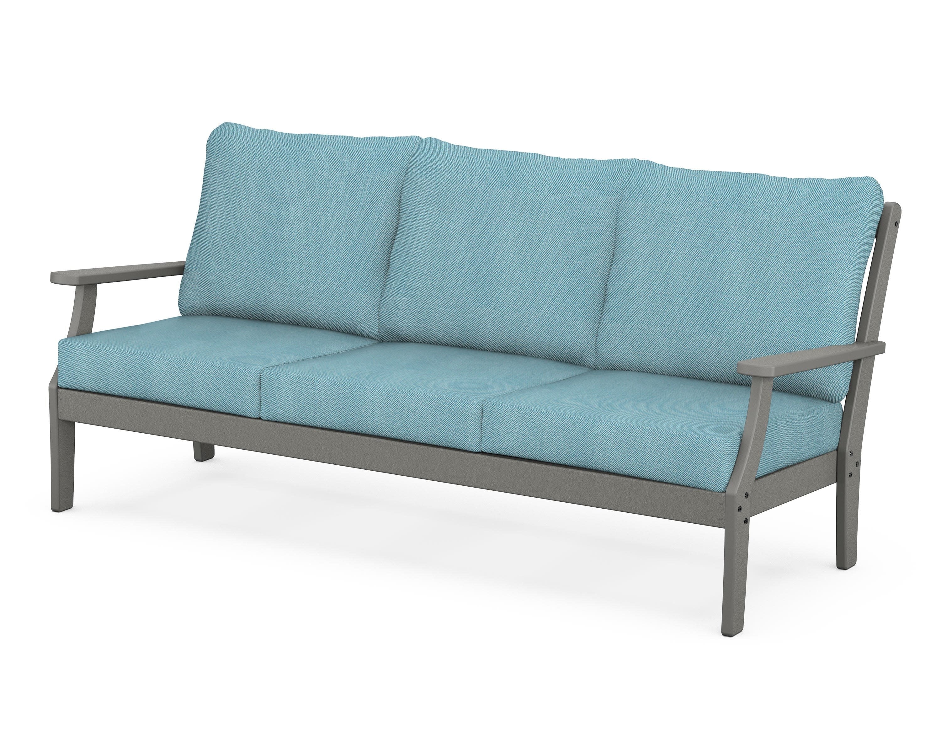 Braxton Deep Seating Sofa in Slate Grey / Lattice Sky Blue