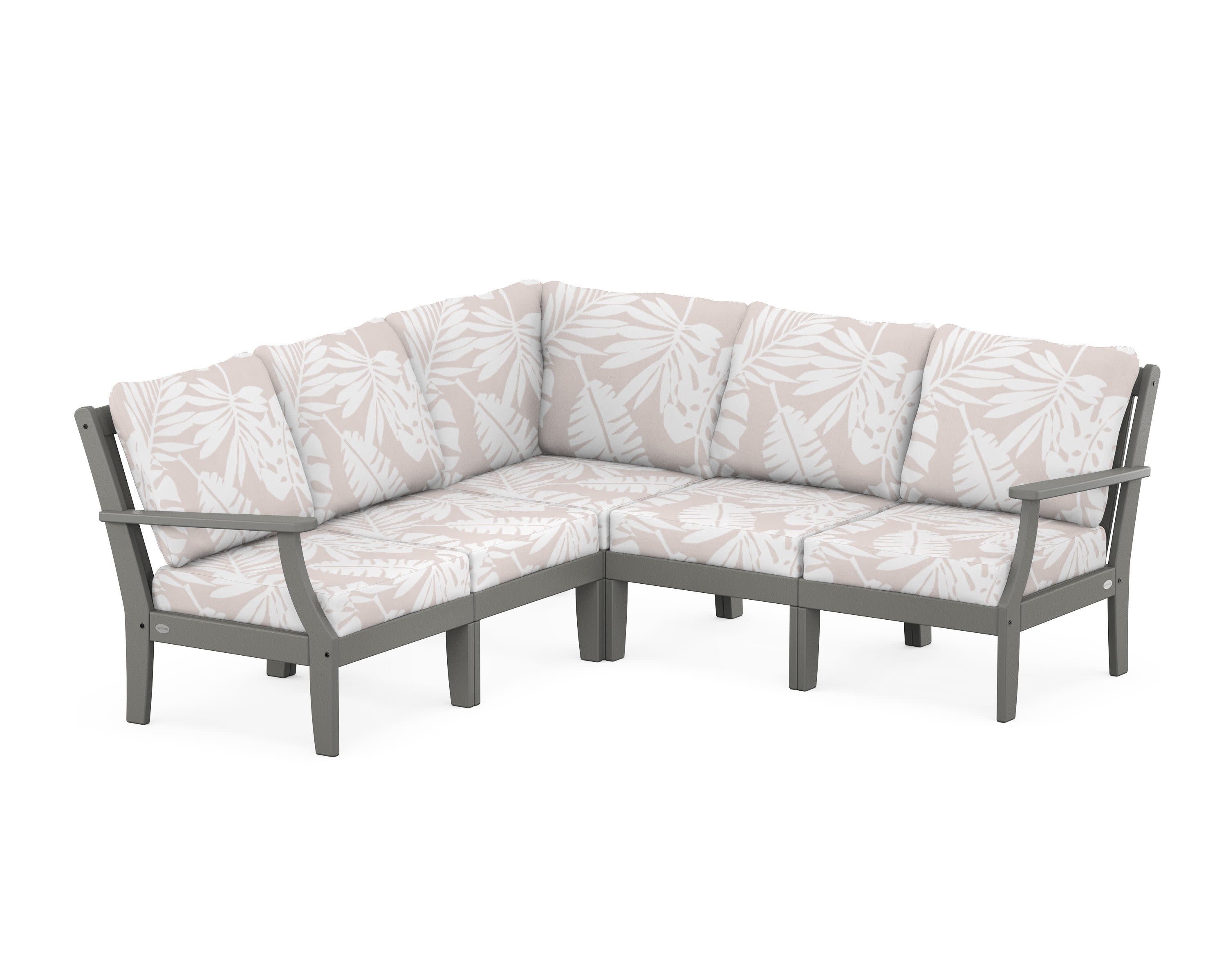 Braxton Modular 5-Piece Deep Seating Set in Slate Grey / Leaf Dune Burlap