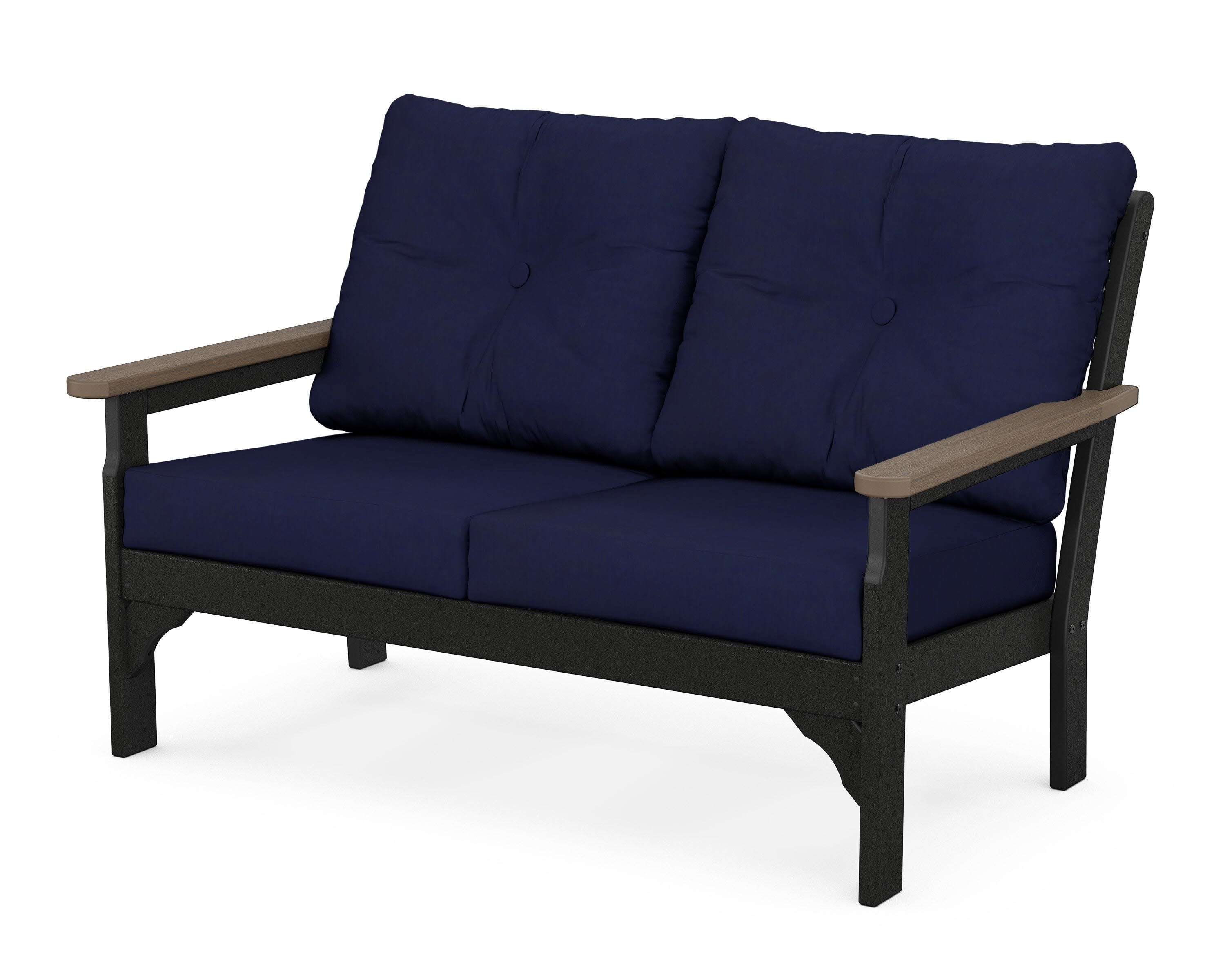 Vineyard Deep Seating Loveseat in Black / Kona / Navy