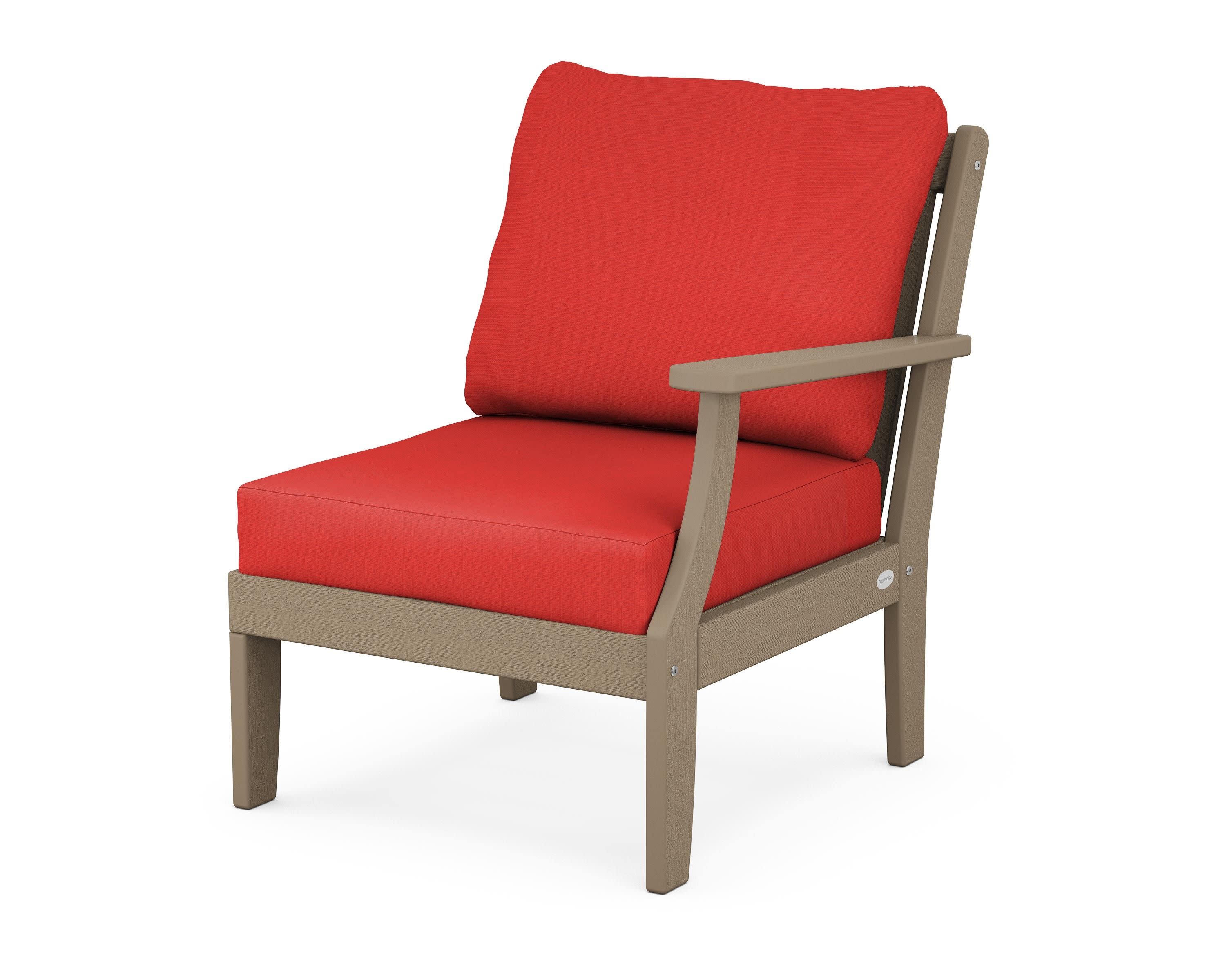 Braxton Modular Right Arm Chair in Vintage Sahara / Crimson Linen