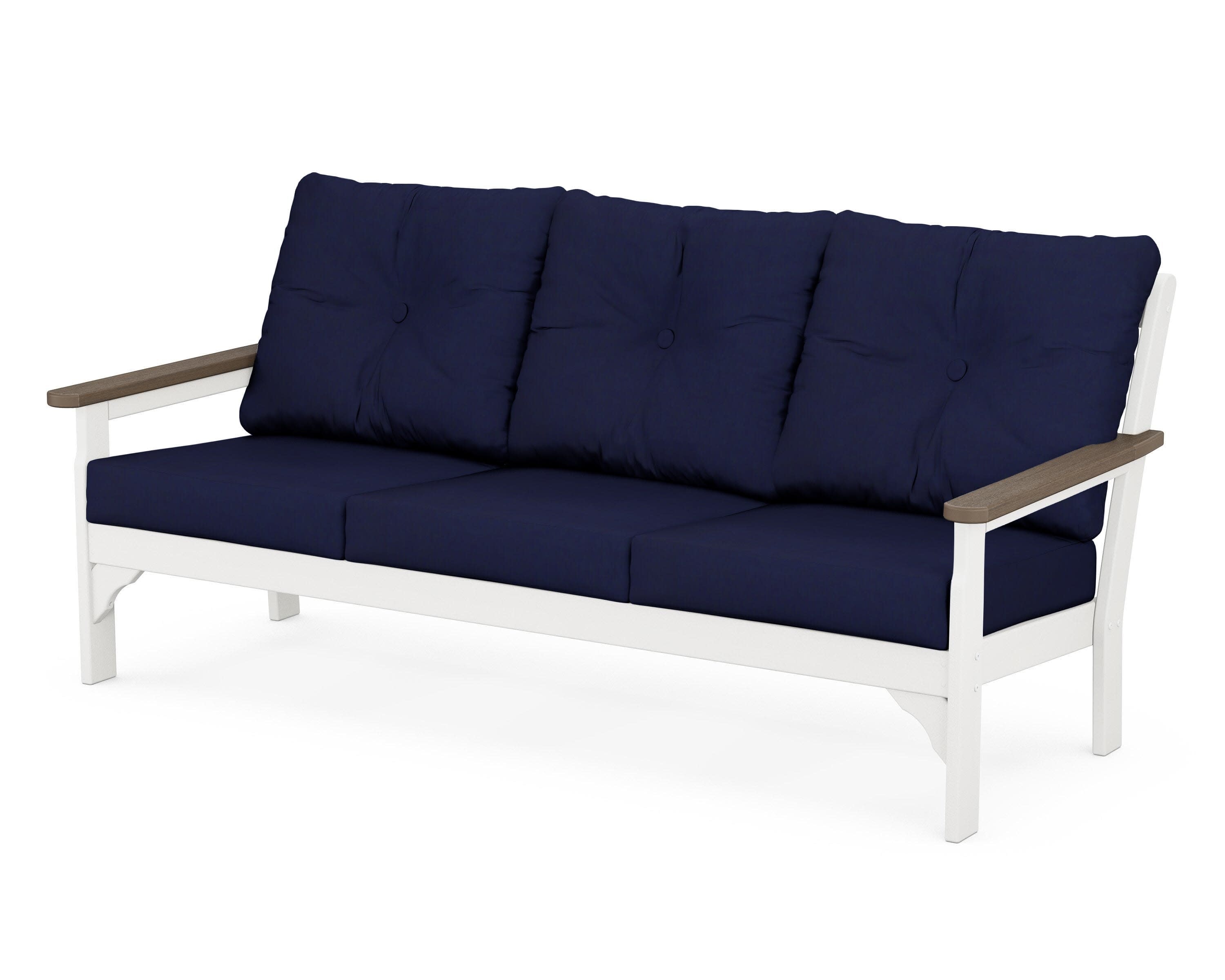 Vineyard Deep Seating Sofa in White / Kona / Navy