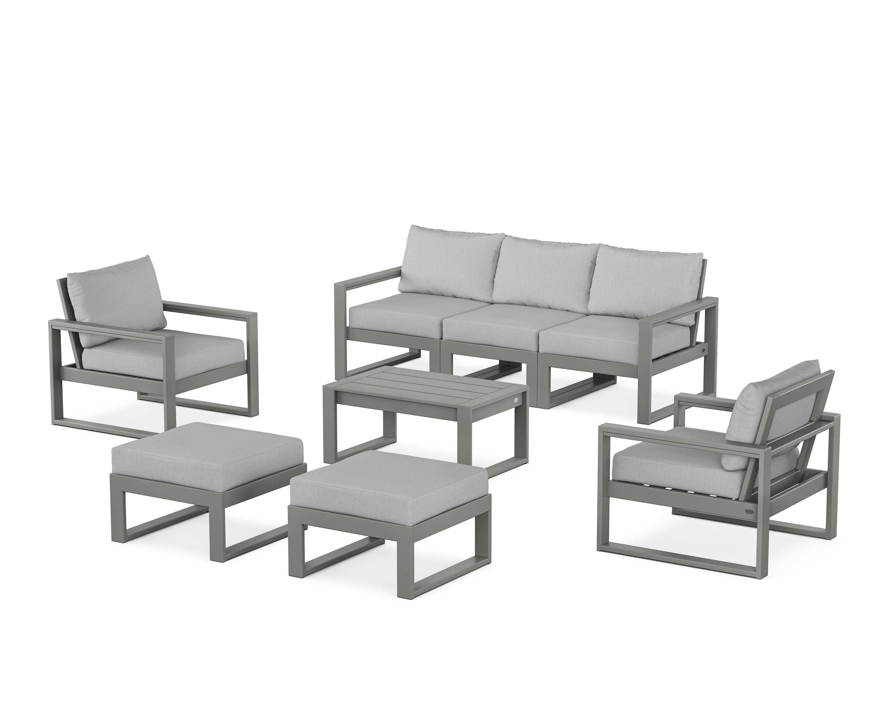 EDGE Sectional 8-Piece Lounge Sofa Set in Slate Grey / Granite