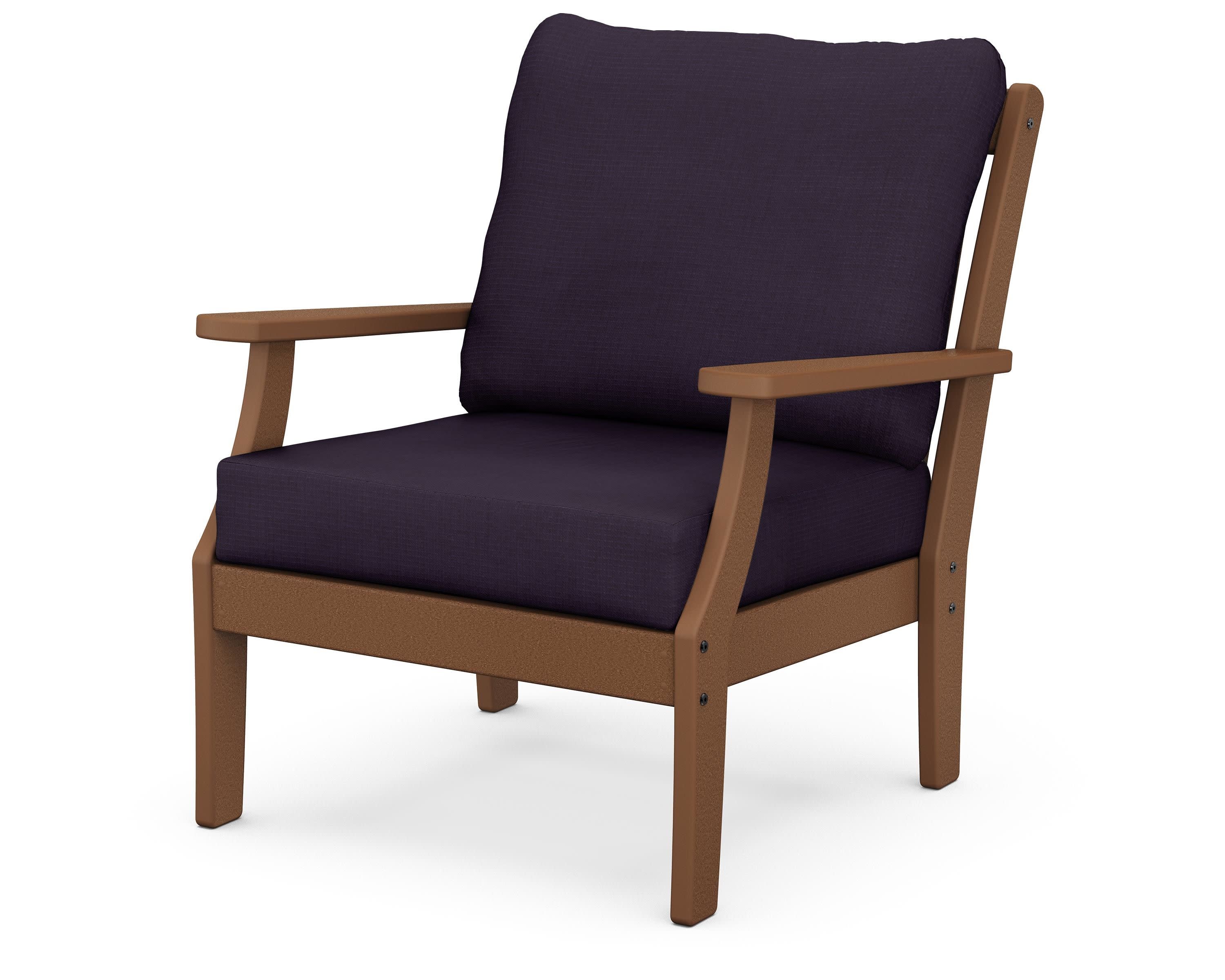 Braxton Deep Seating Chair in Teak / Navy Linen