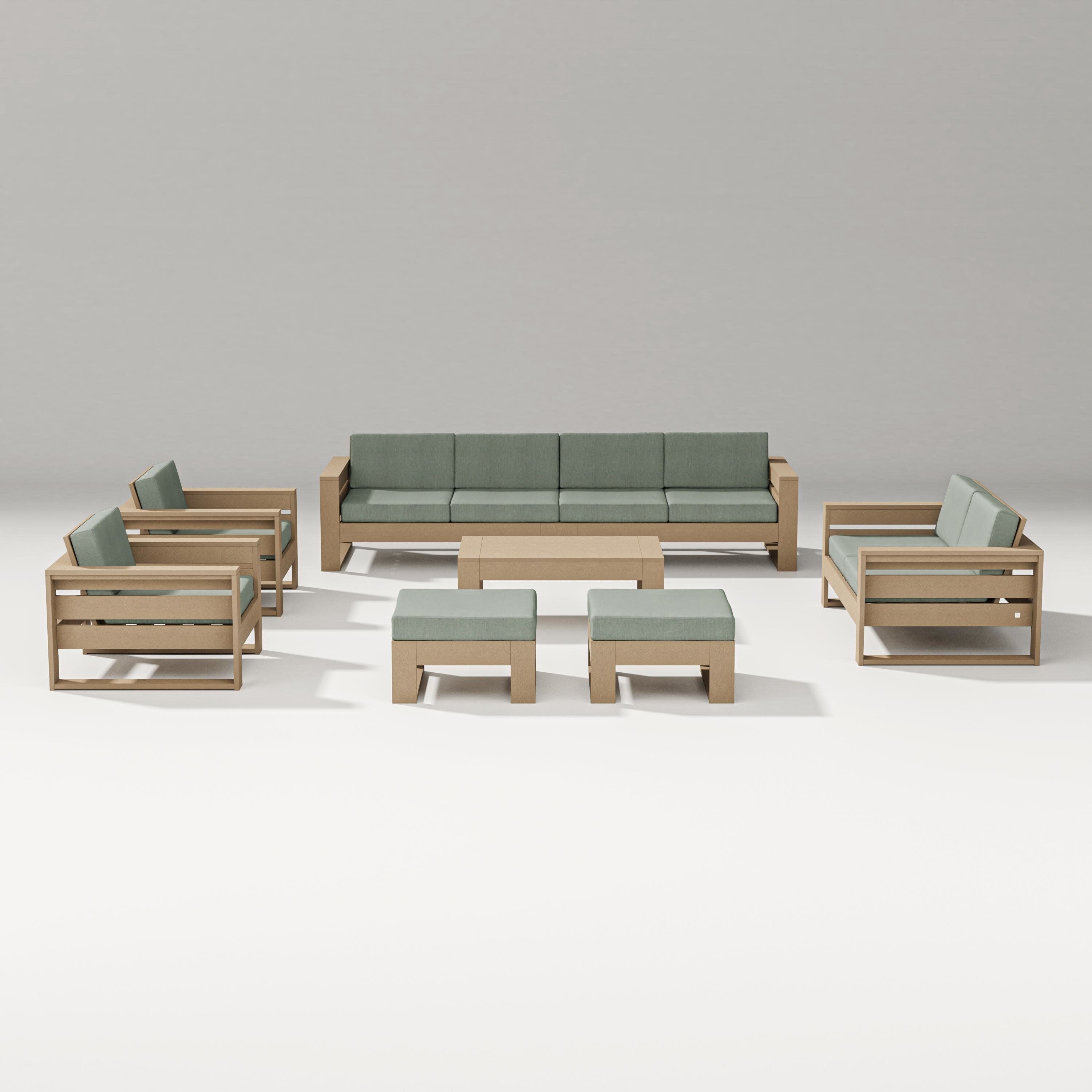 Latitude 8-Piece Lounge Sofa Set in Vintage Sahara / Cast Sage