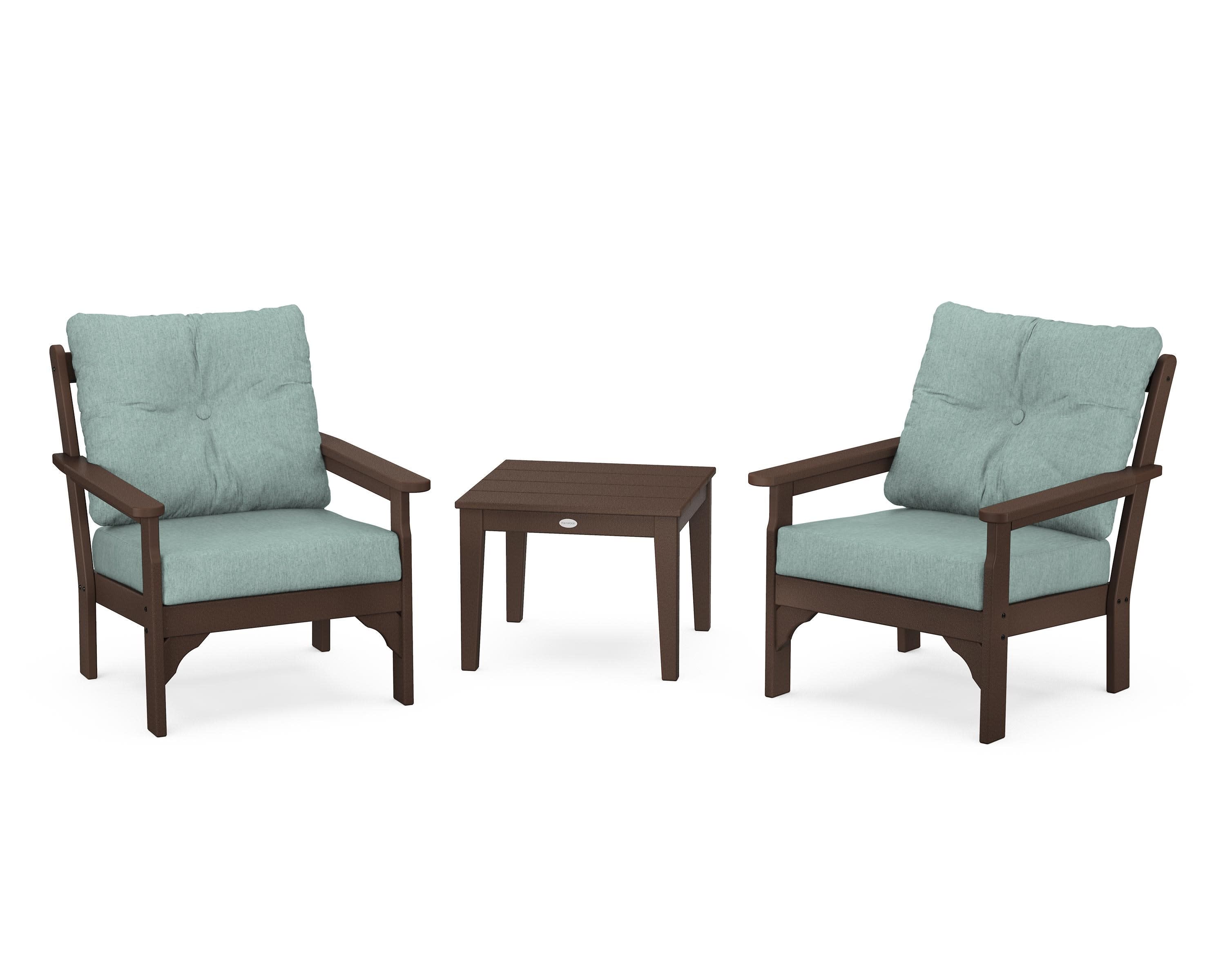 Vineyard 3-Piece Deep Seating Set in Mahogany / Glacier Spa