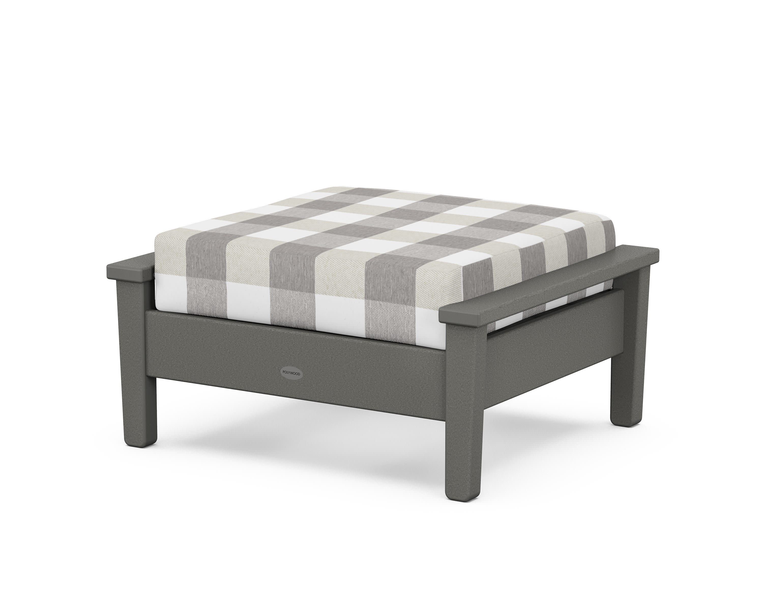 Prescott Deep Seating Ottoman in Slate Grey / Buffalo Plaid Grey Mist