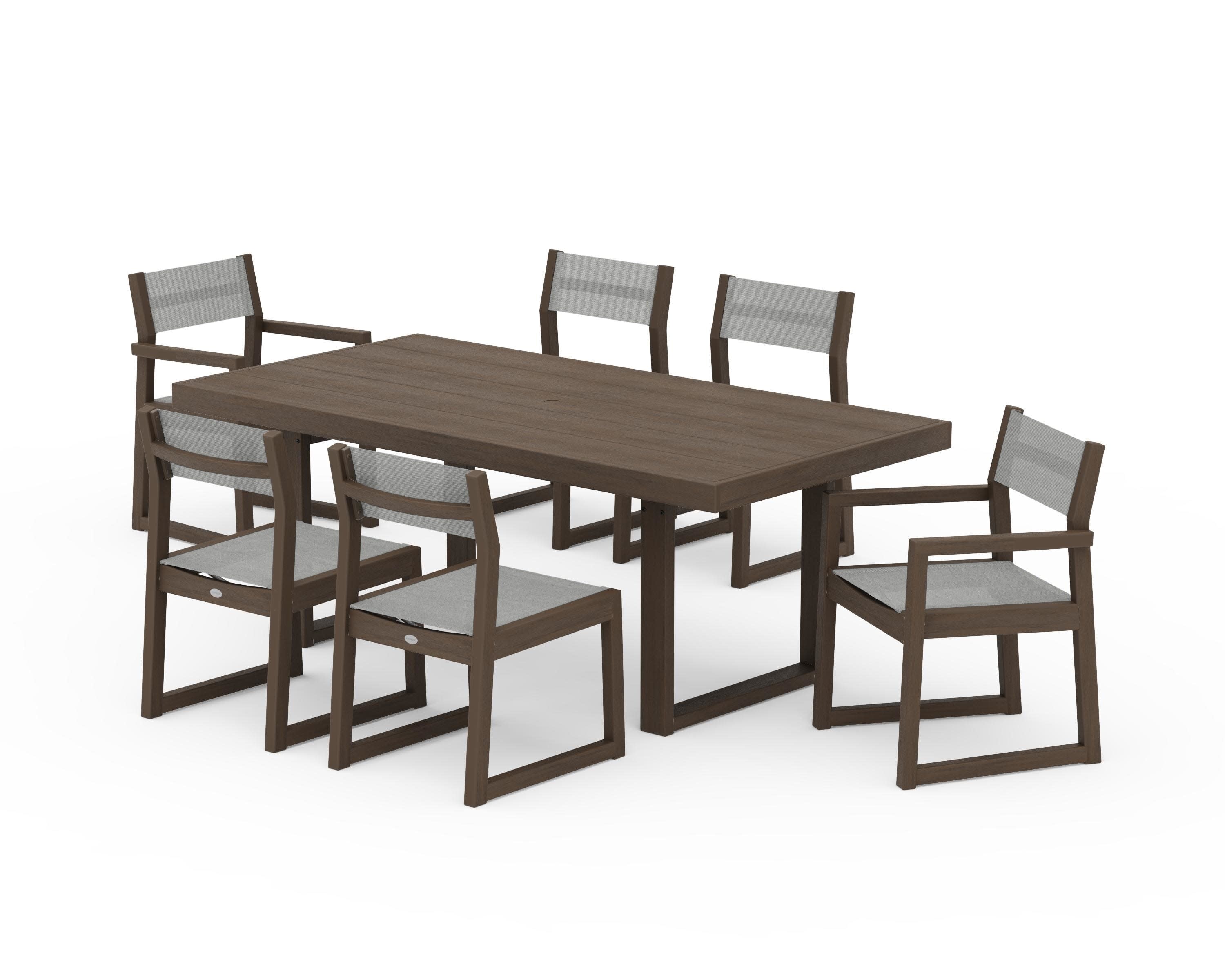 EDGE Sling 7-Piece Dining Set in Kona / Metallic Sling