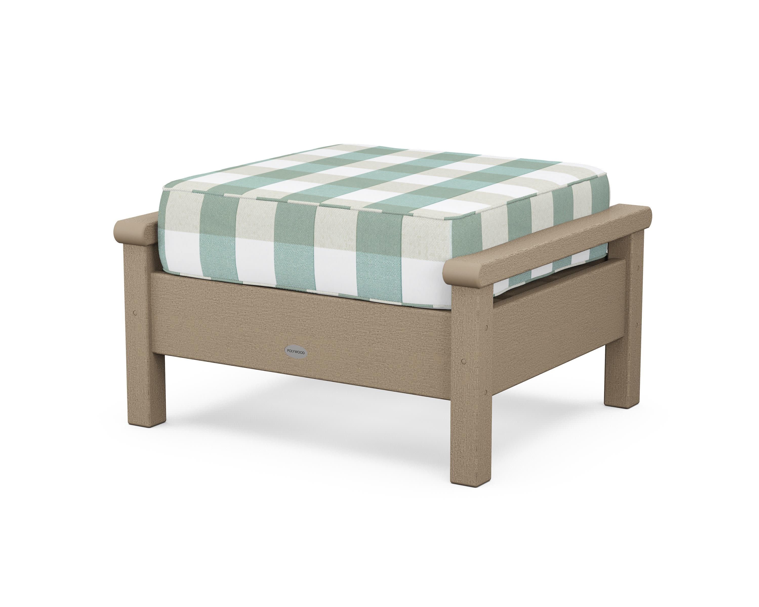 Harbour Deep Seating Ottoman in Vintage Sahara / Buffalo Plaid Glacier Spa