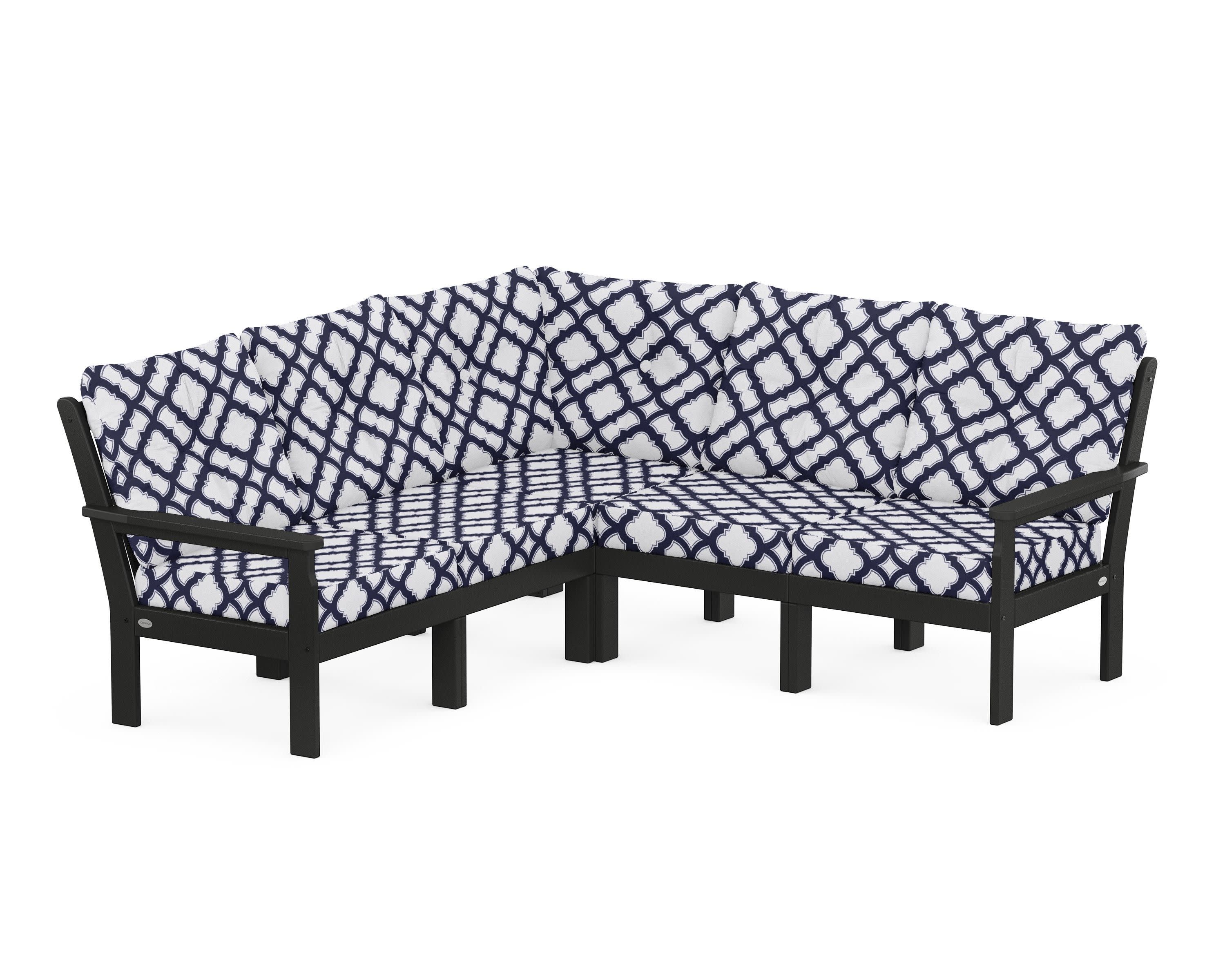 Vineyard 5-Piece Sectional in Black / Trellis Navy