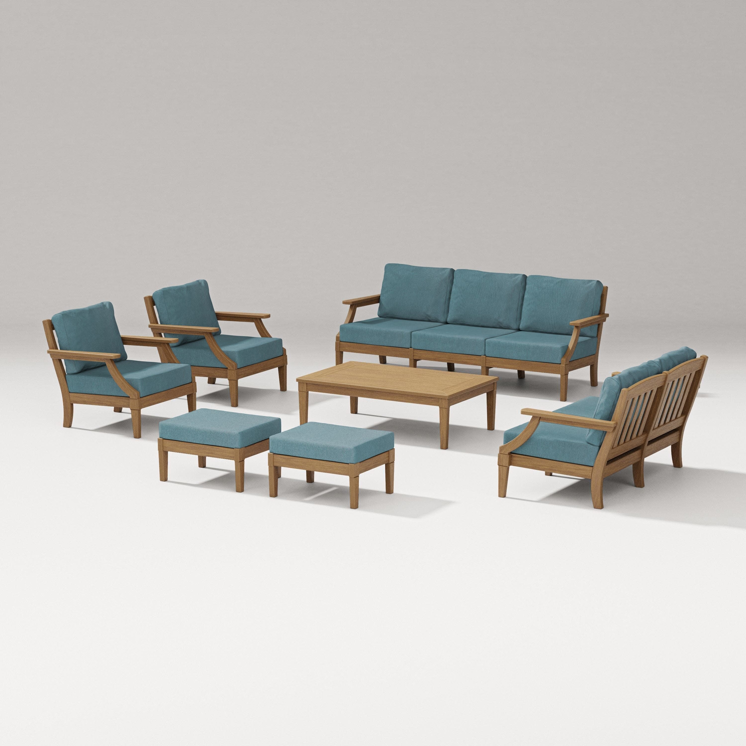 Estate 7-Piece Lounge Sofa Set in Natural / Ocean Teal