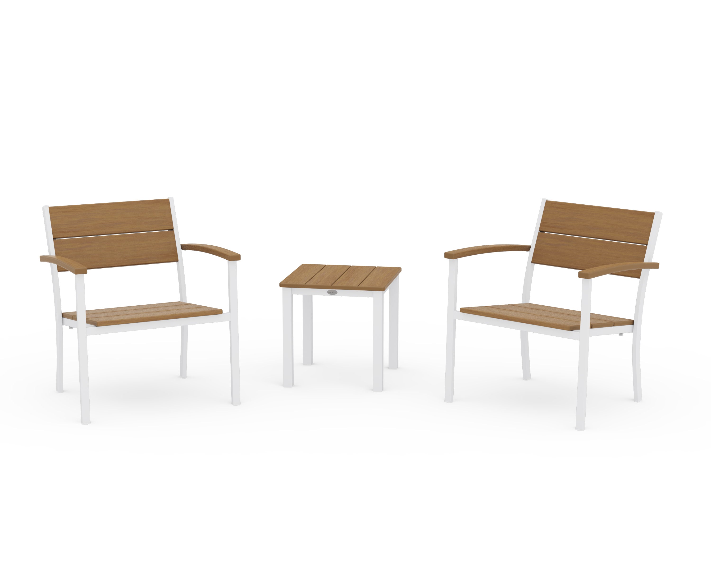 Main Street 3-Piece Lounge Chair Set in White / Natural