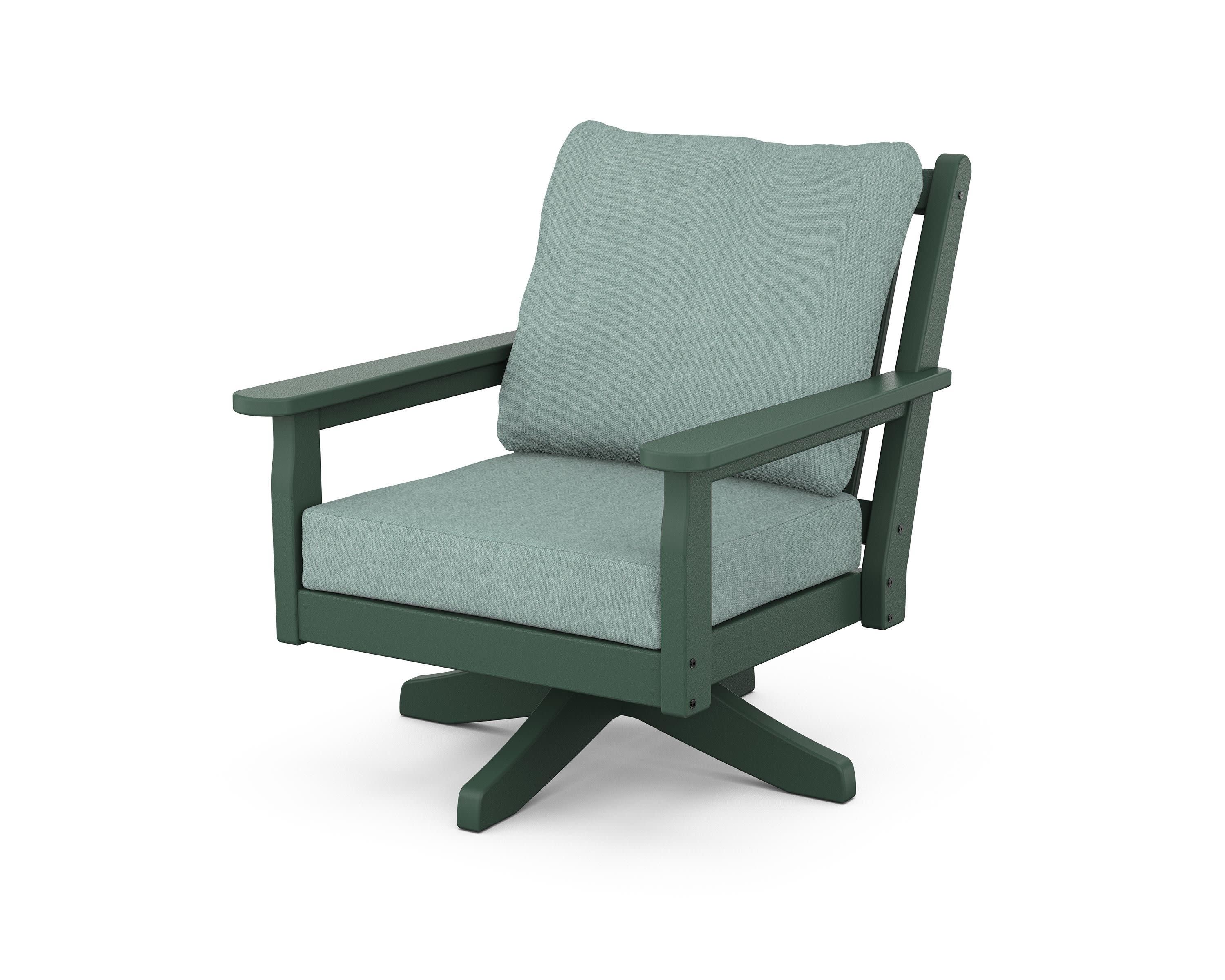 Chippendale Deep Seating Swivel Chair in Green / Glacier Spa