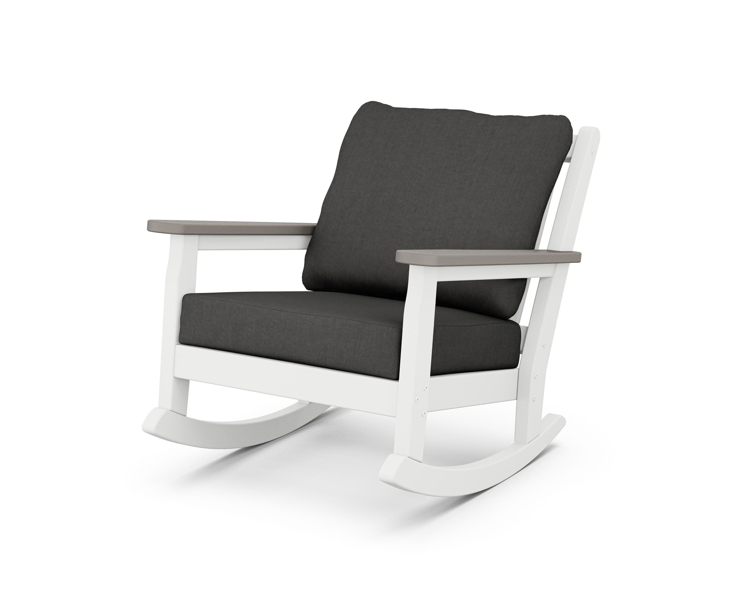 Chippendale Deep Seating Rocking Chair in White / Driftwood / Spectrum Carbon