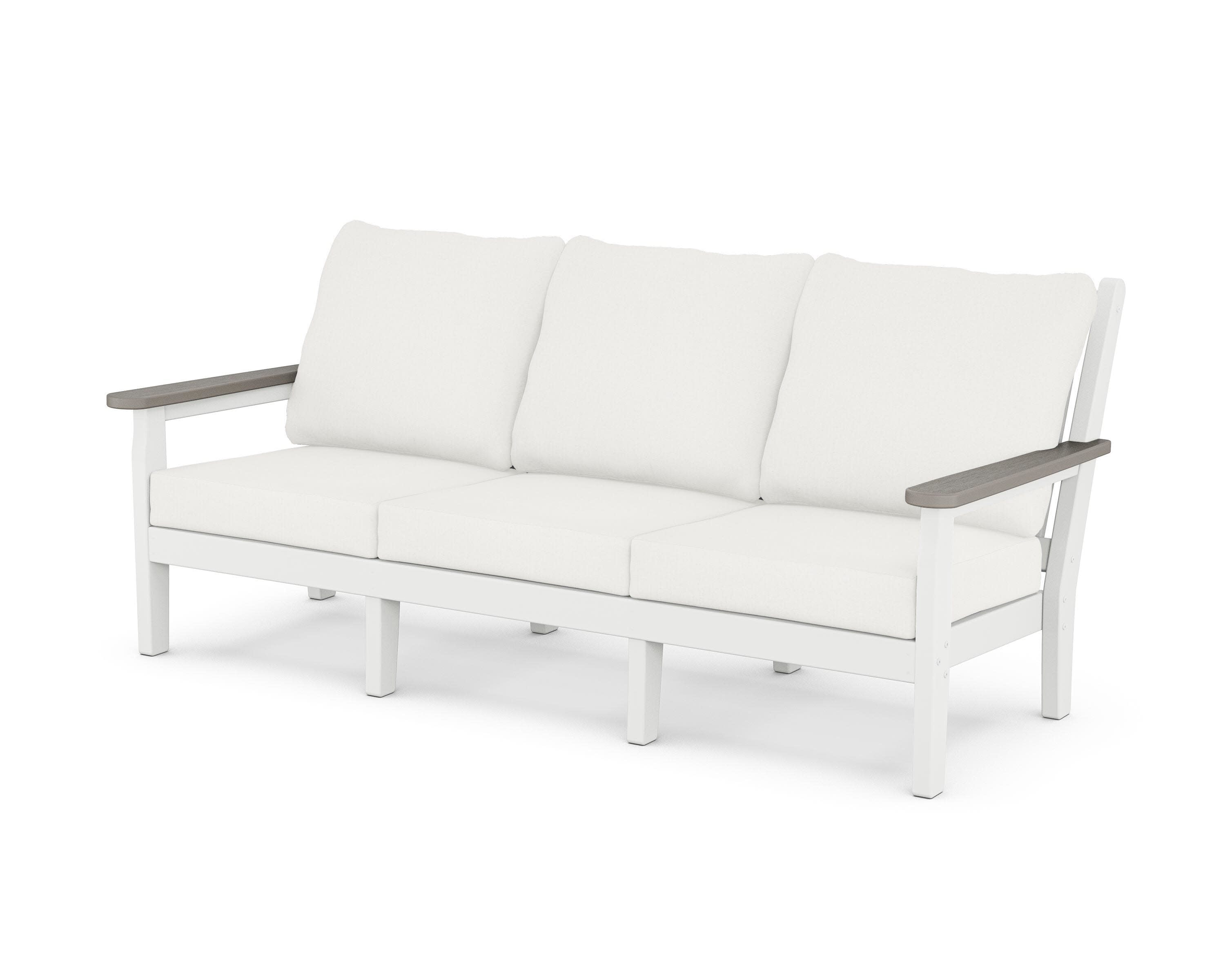 Chippendale Deep Seating Sofa in White / Driftwood / Natural Linen