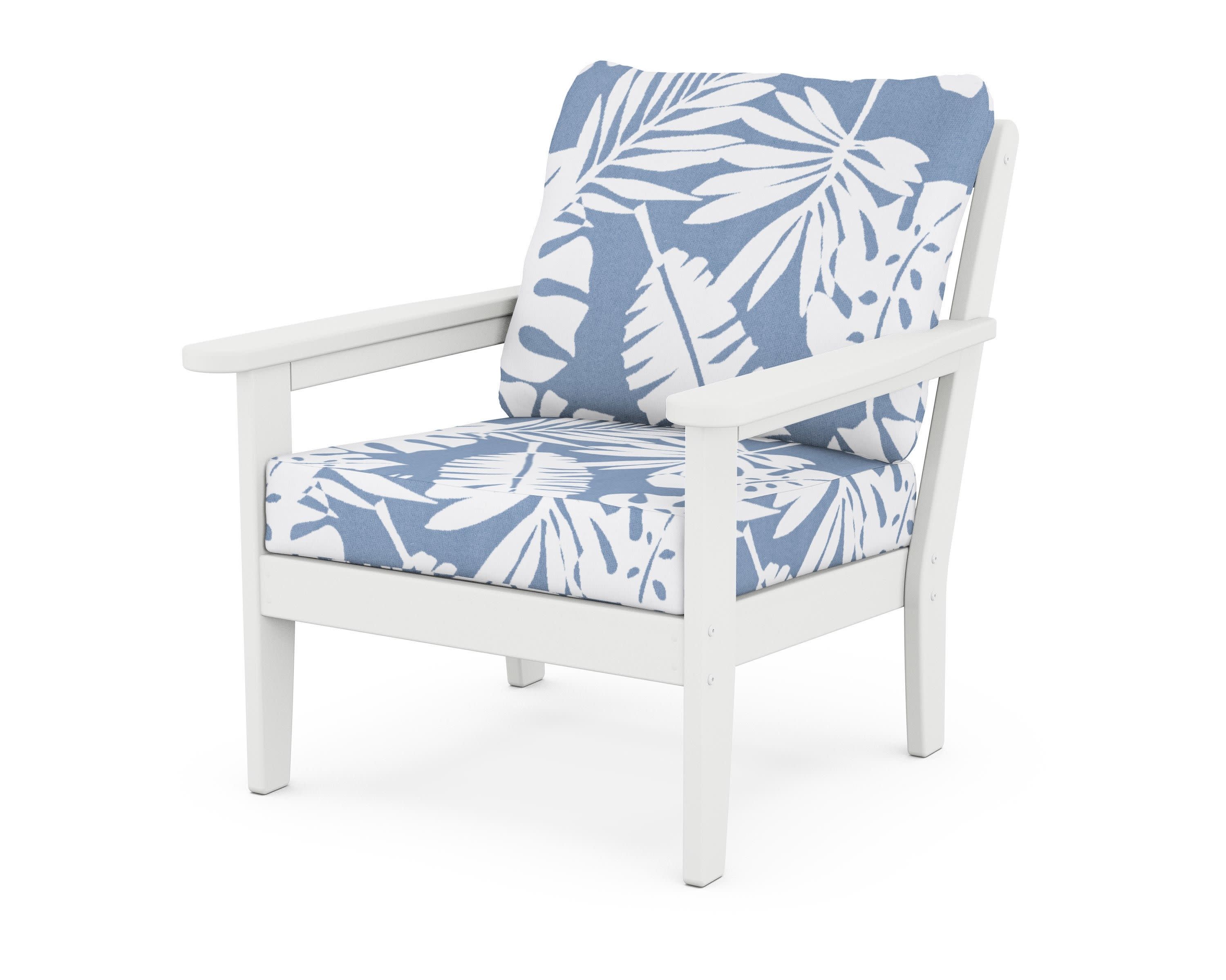 Cottage Deep Seating Chair in White / Leaf Sky Blue