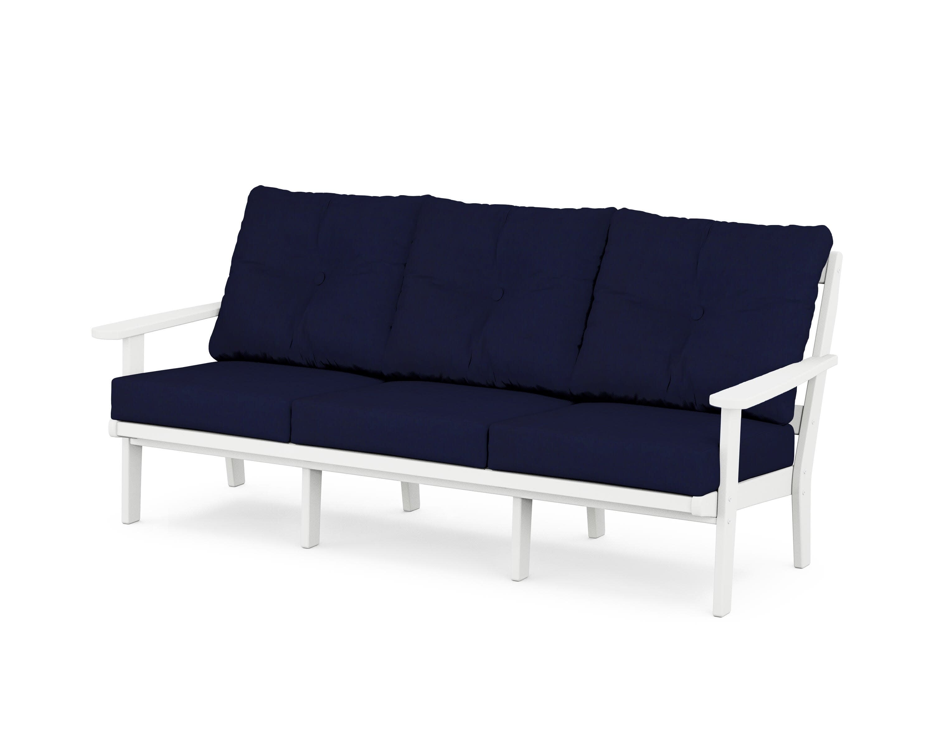 Mission Deep Seating Sofa in White / Navy