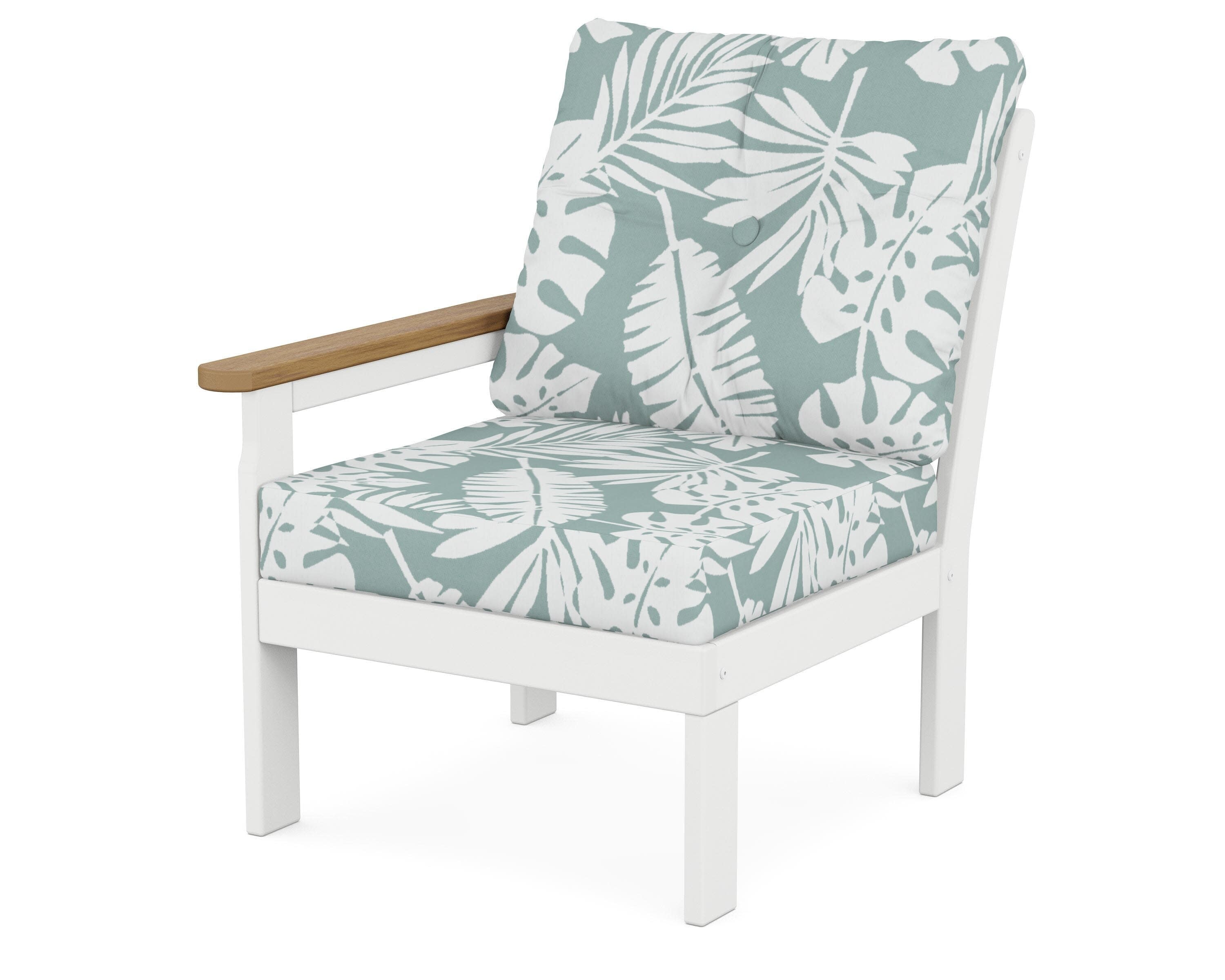 Vineyard Modular Left Arm Chair in White / Natural / Leaf Glacier Spa