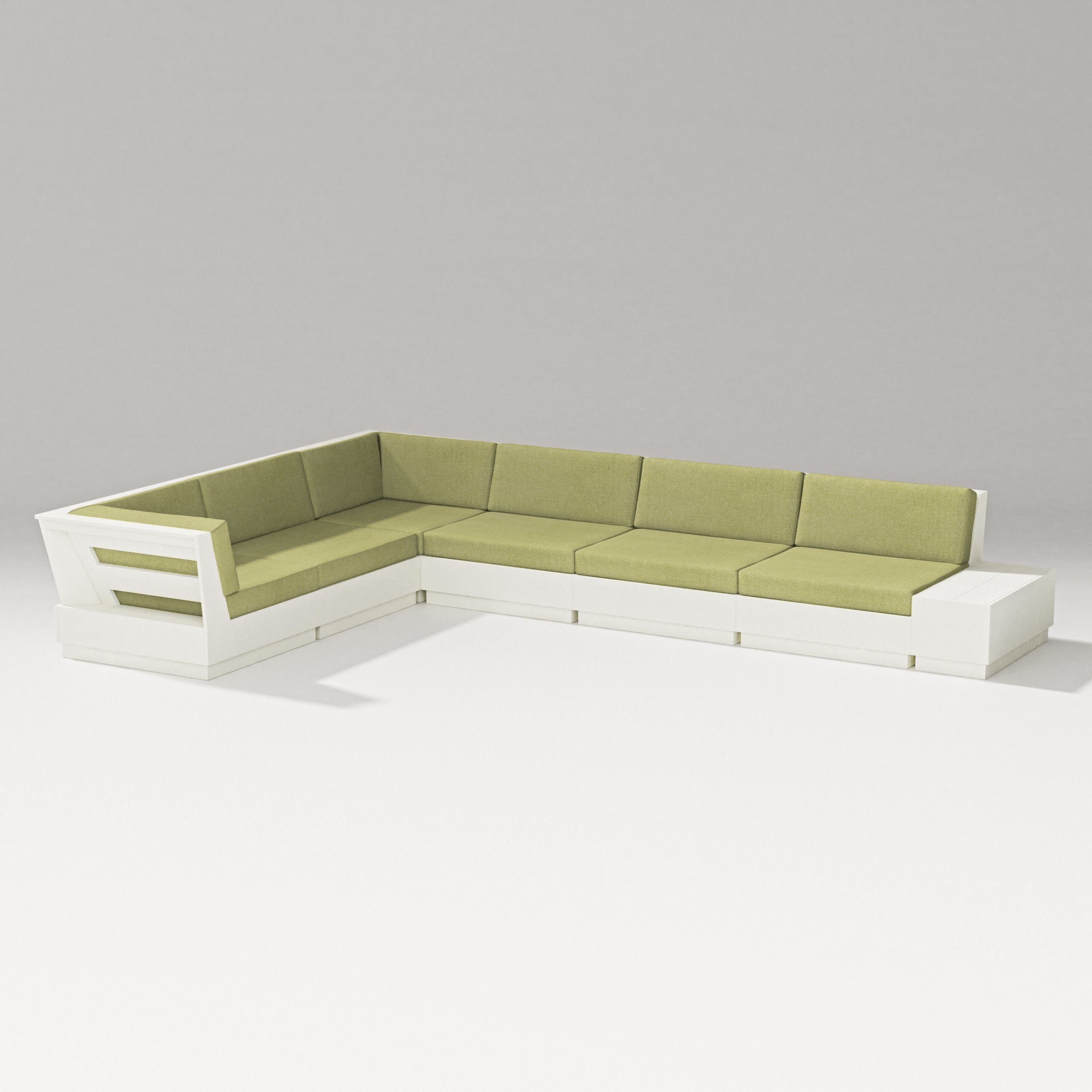 Elevate 7-Piece Corner Sectional in Vintage White / Chartreuse Boucle